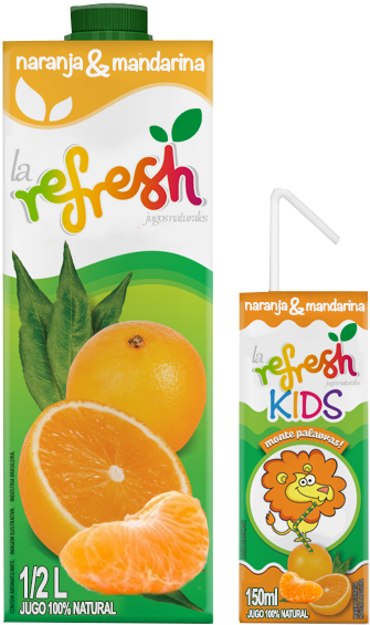 La Refresh Natural Orange Mandarin Juice Packaging PNG