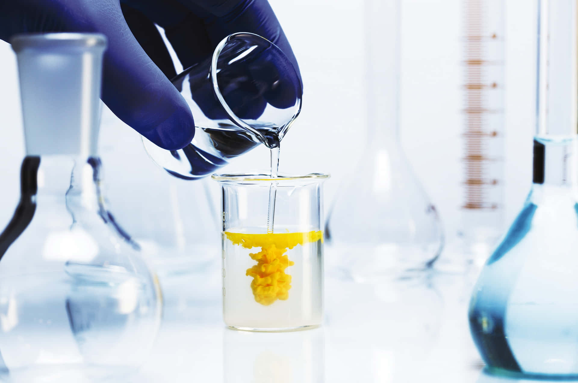Laboratory Clear Liquid Turning Yellow Wallpaper