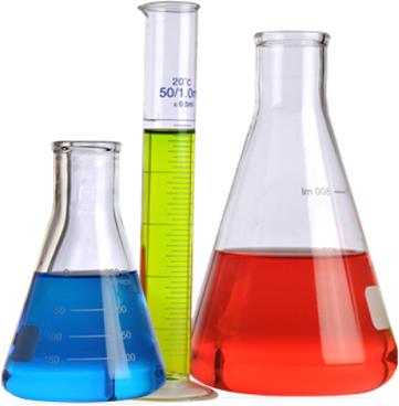 Laboratory Glasswarewith Colorful Liquids PNG