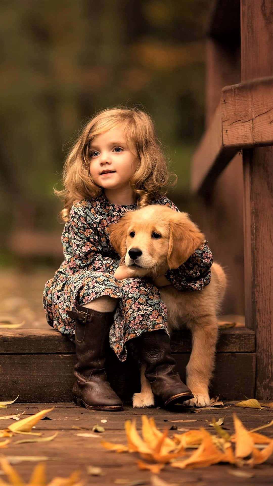 Little Girl With Labrador Puppy Picture