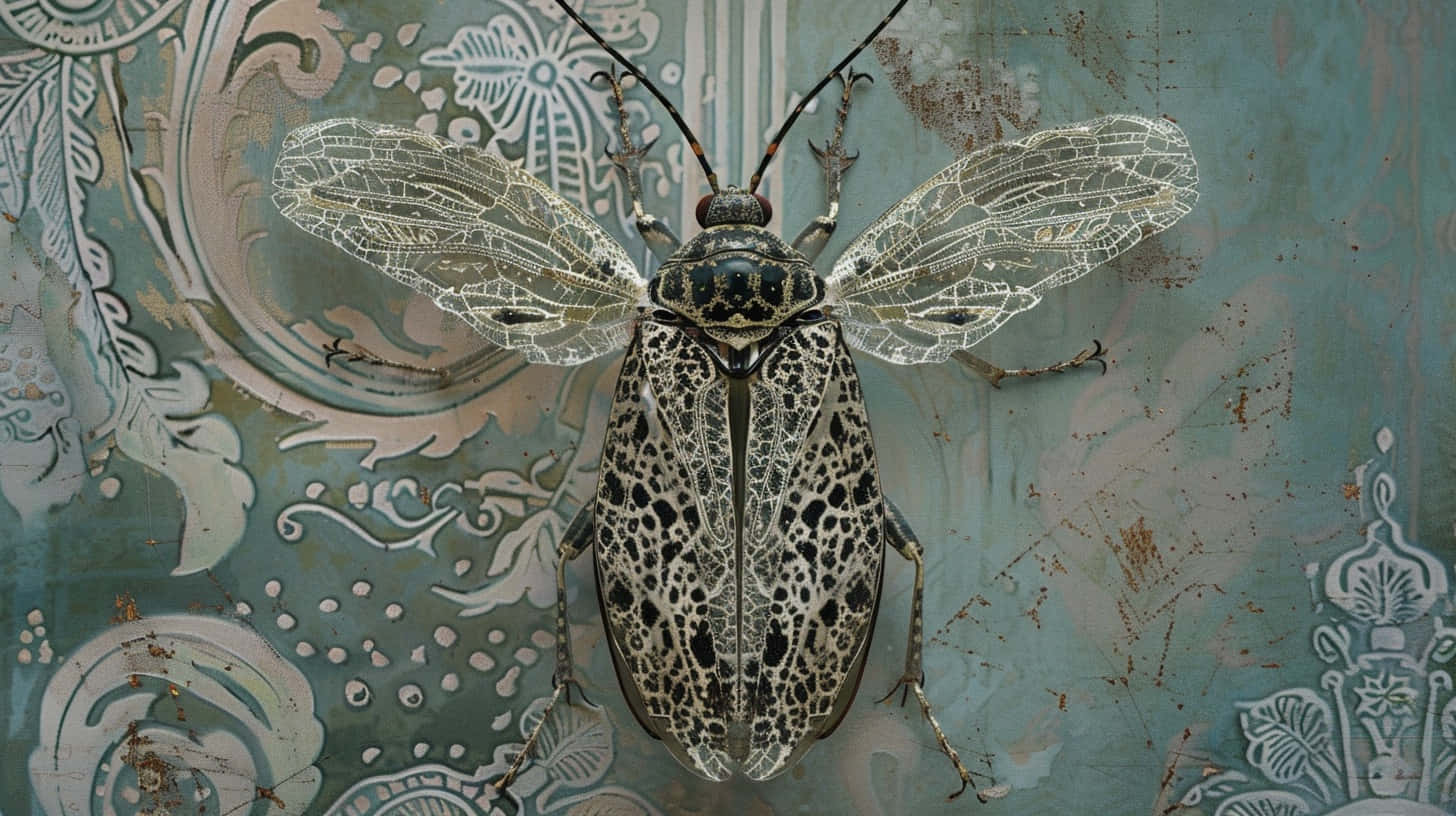 Lace Bug On Decorative Background Wallpaper