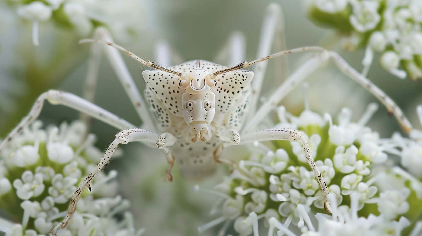 Lace Bug On White Flowers Wallpaper