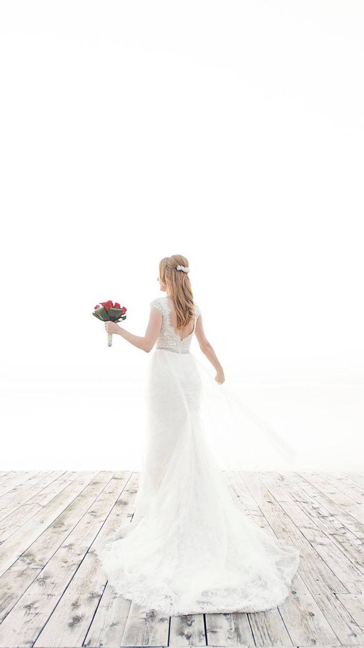 Lace Cap Sleeves Wedding Dress Wallpaper