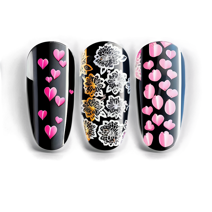 Lace Design Acrylic Nails Png 06202024 PNG