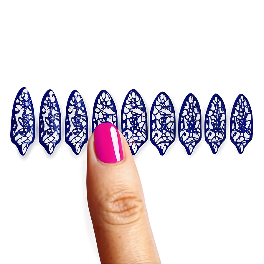 Lace Design Acrylic Nails Png Clf PNG