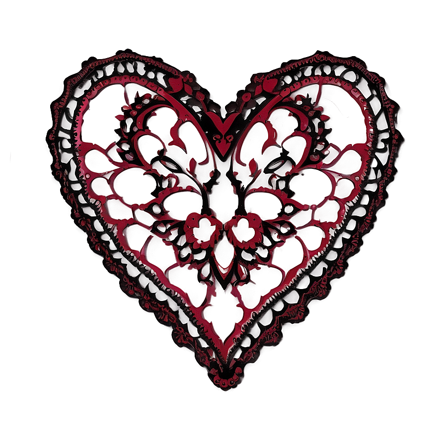 Lace Pattern Red Heart Emoji Png 21 PNG