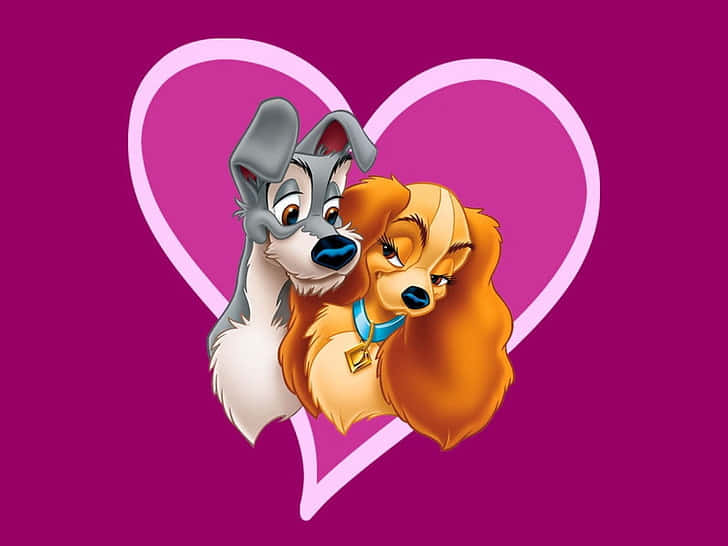 A heartwarming moment between Lady and the Tramp Wallpaper