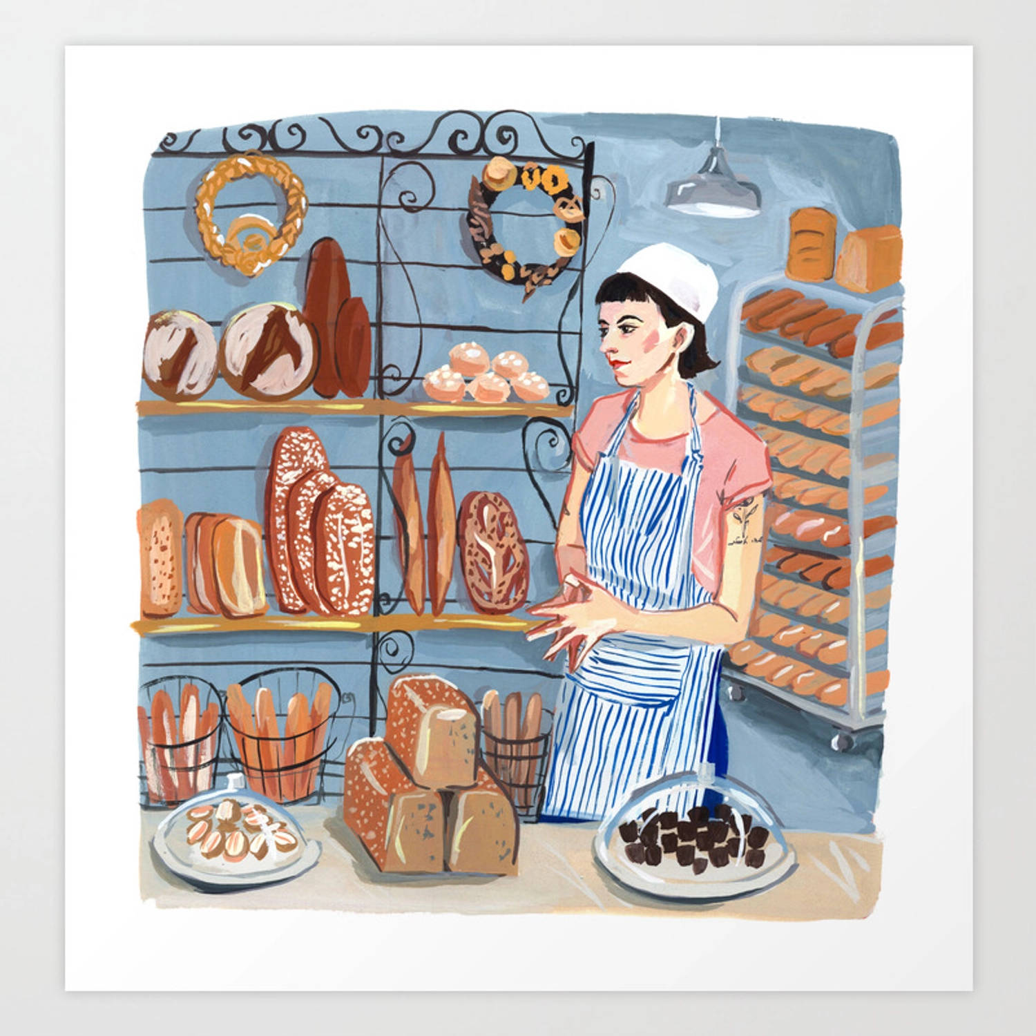 Lady Baker In Bakery Wallpaper