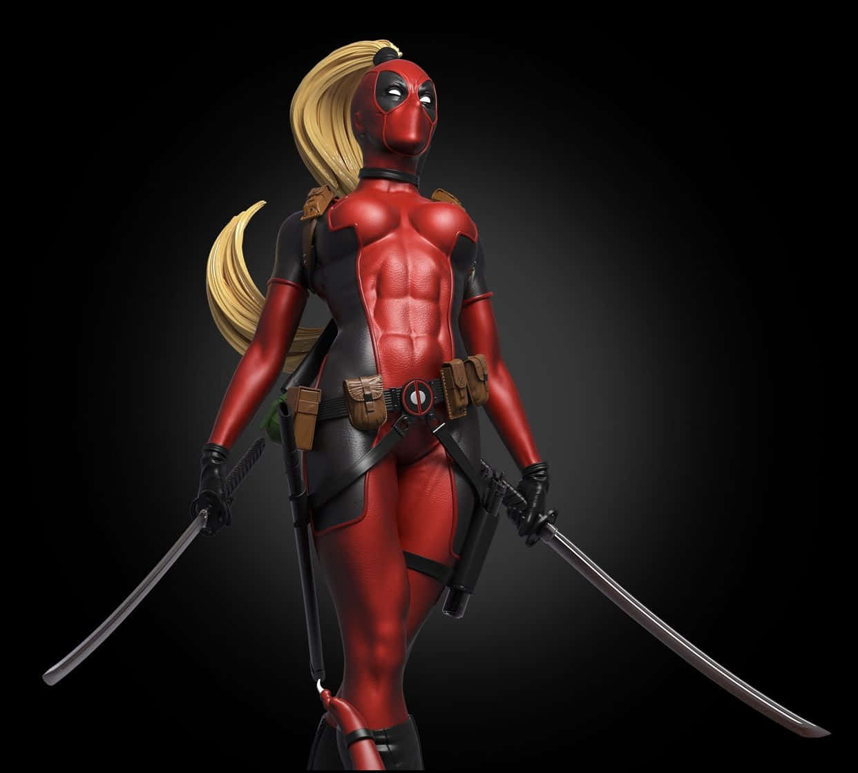 Lady Deadpool Charging into Action Wallpaper
