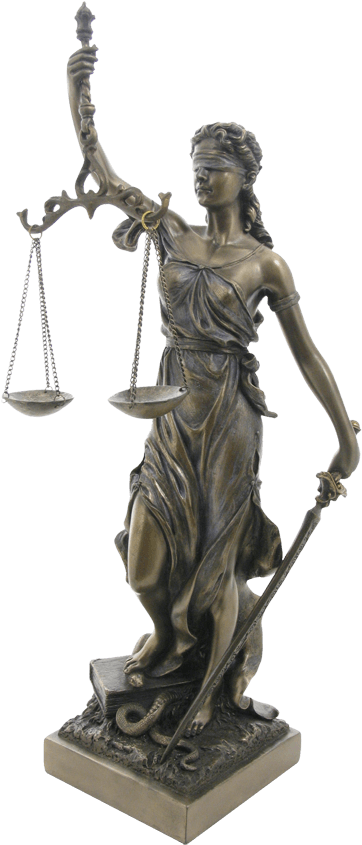 Lady Justice Statue Bronze Finish PNG