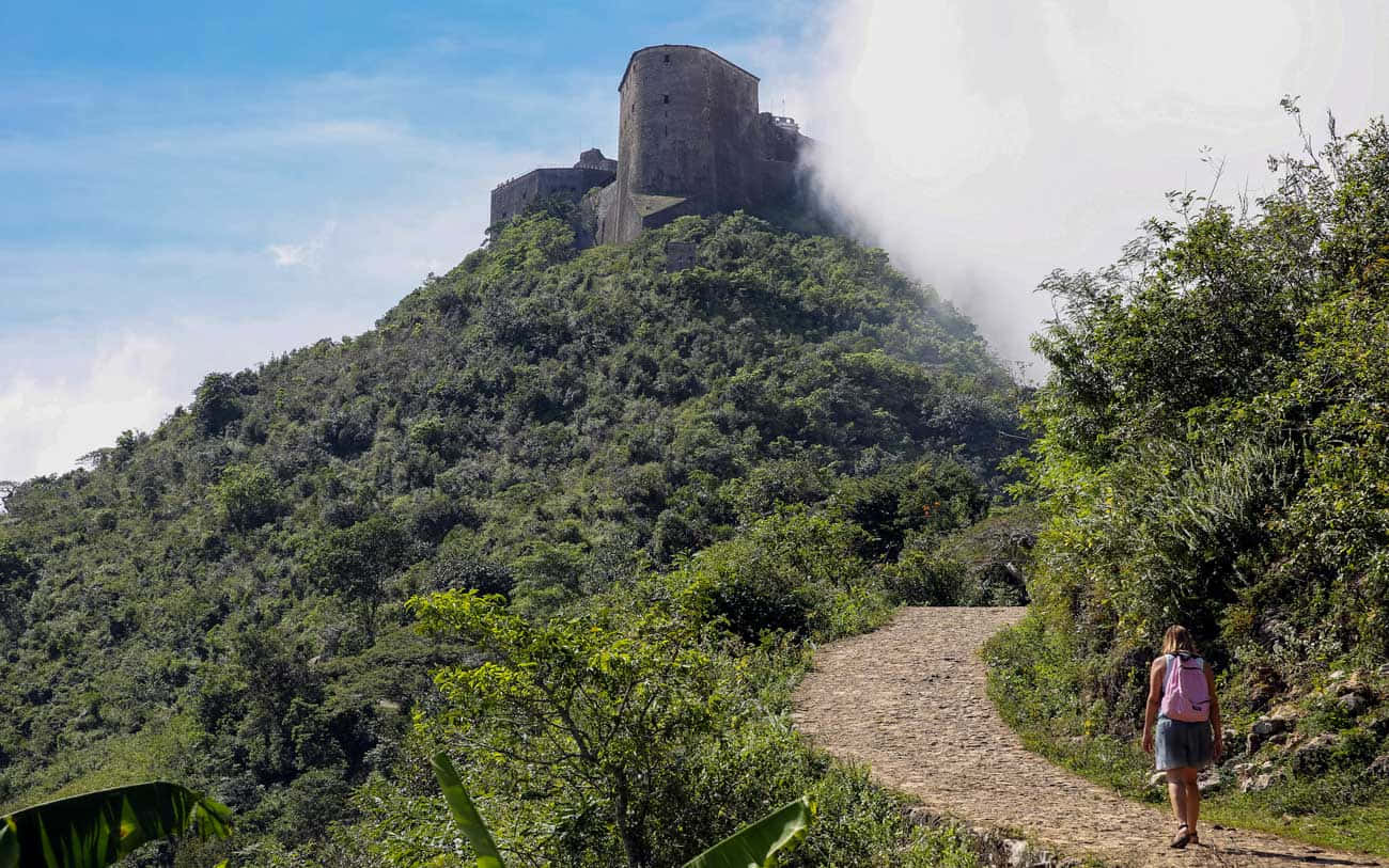 Strolling across the ancient Citadelle Laferriere atop the mountain in Haiti Wallpaper