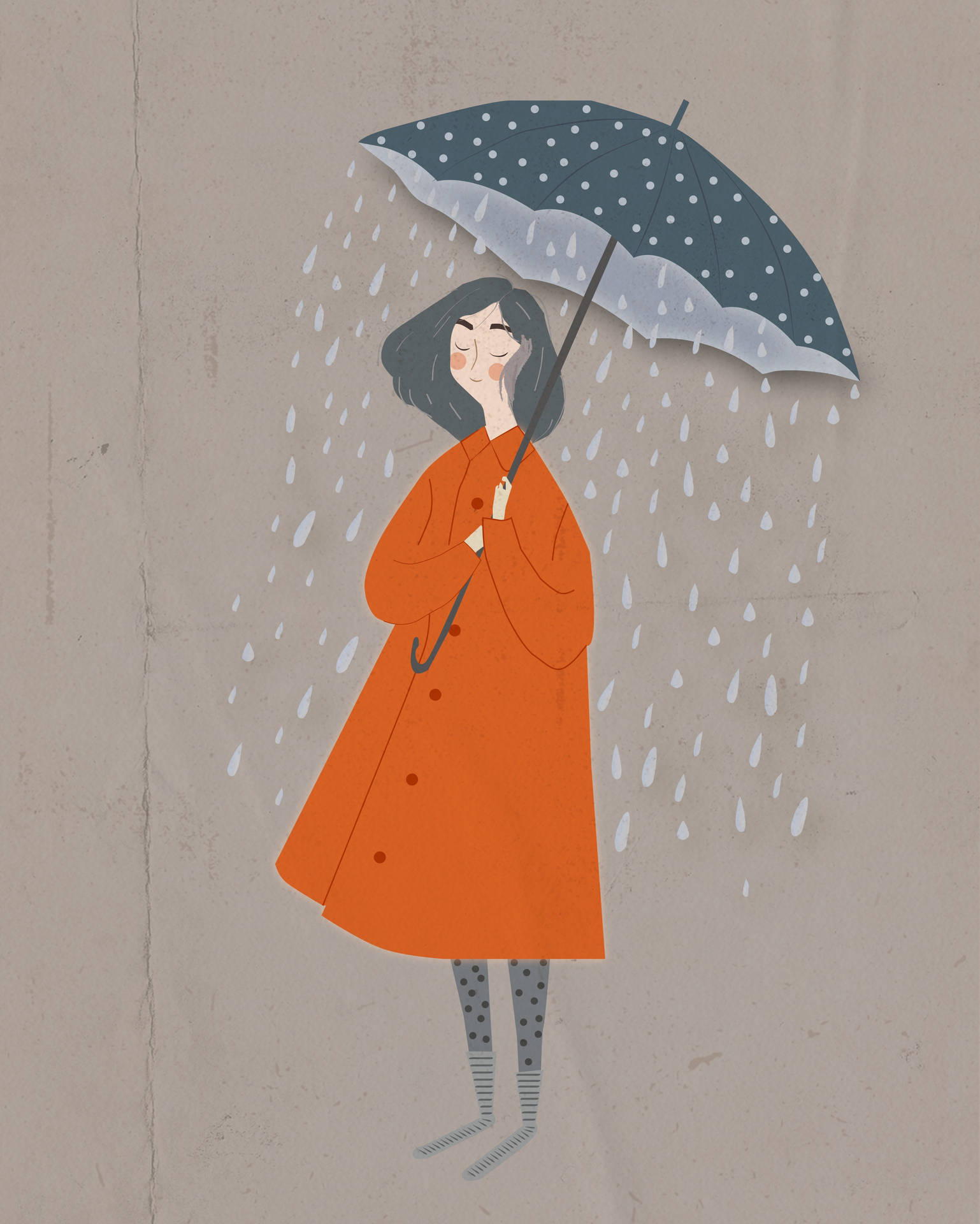 Lady With Umbrella Top Iphone Wallpaper