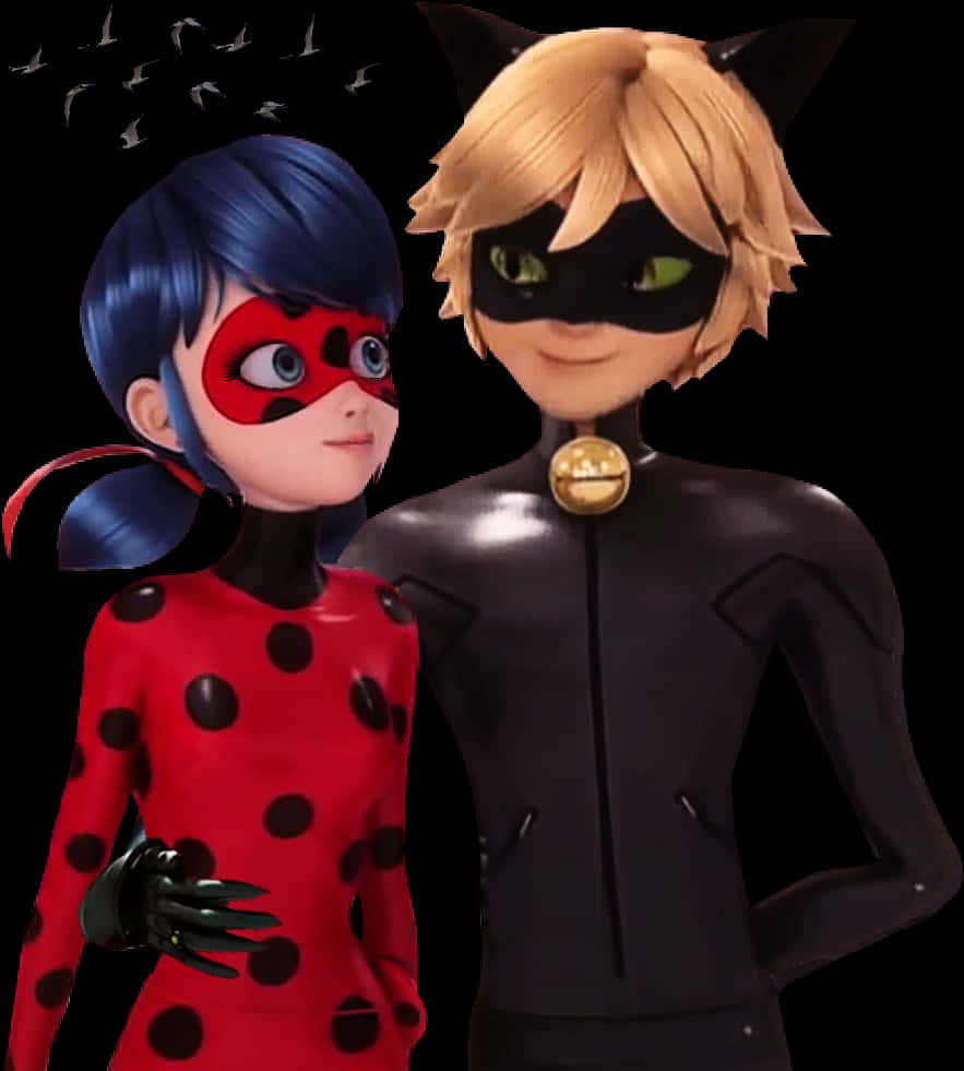 Ladybugand Cat Noir Together PNG