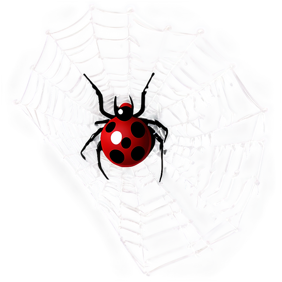 Ladybugon Spider Web Illustration PNG