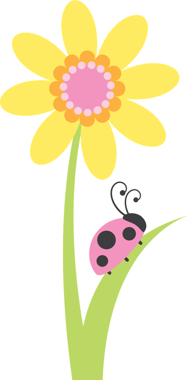Ladybugon Yellow Flower Graphic PNG