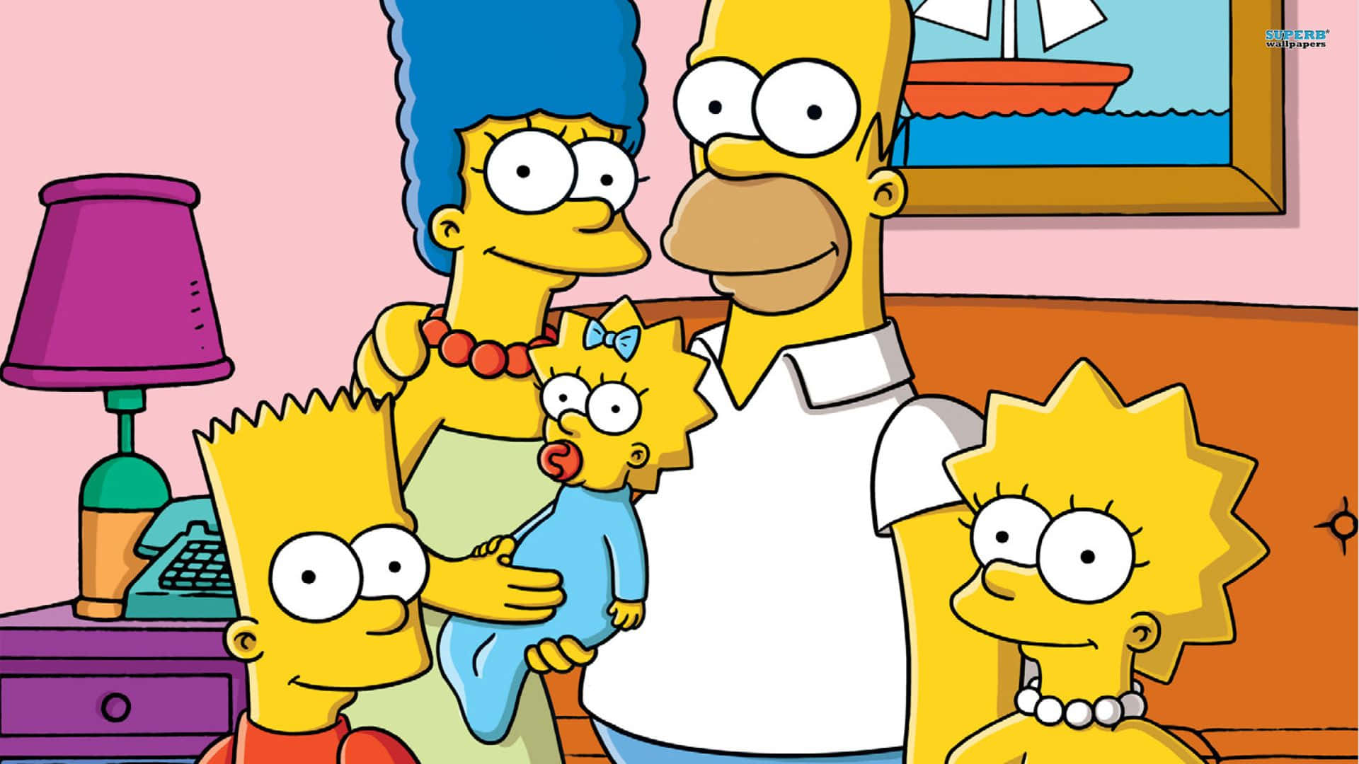 Lafamilia Simpson Disfrutando Alegremente Viendo La Televisión Juntos En Su Icónica Sala De Estar.