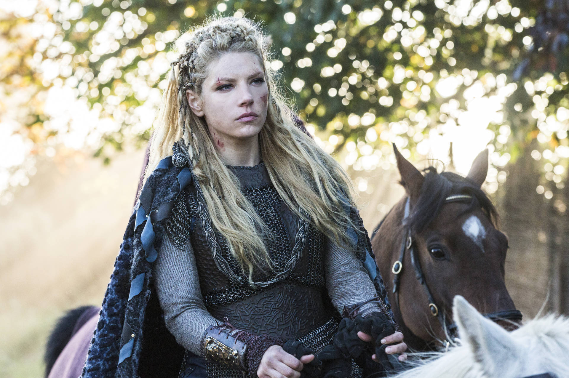 Lagertha From Vikings On A Horse Wallpaper