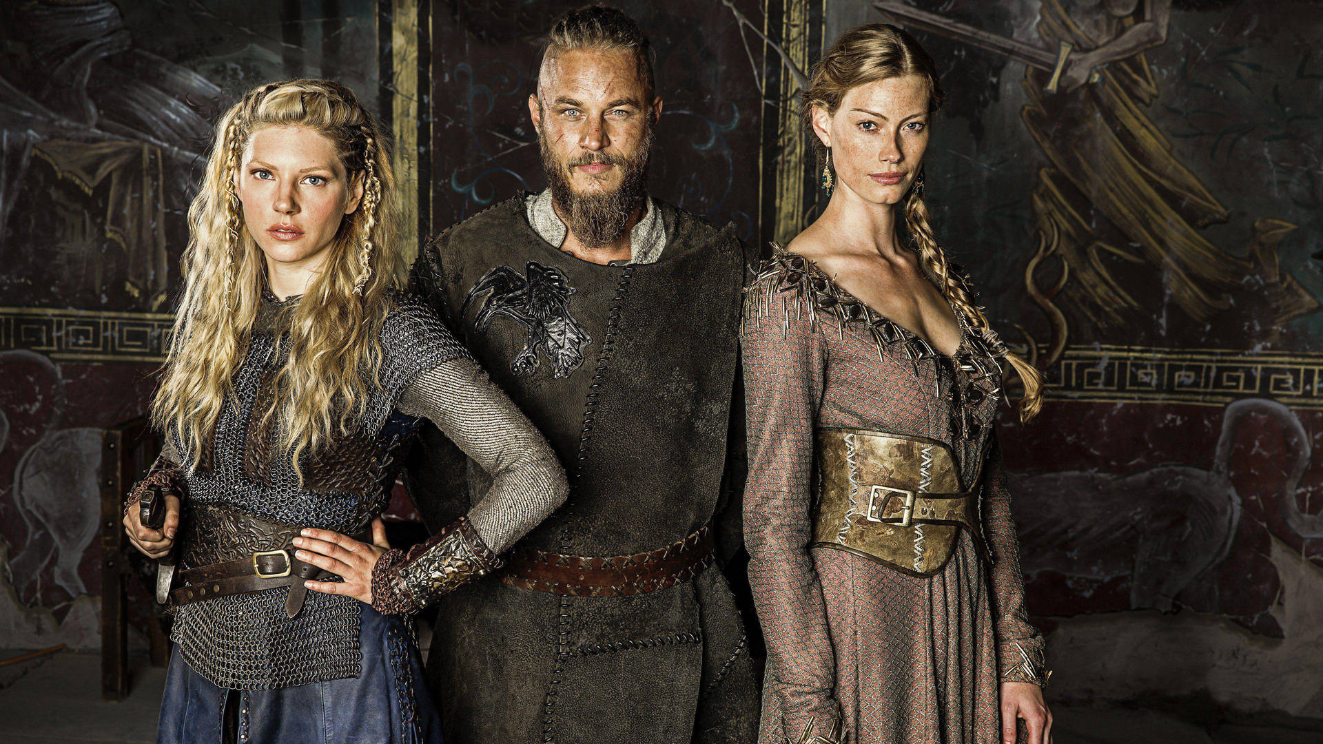 Lagertha, Ragnar og Dronning Aslaug Vikings Tapet. Wallpaper