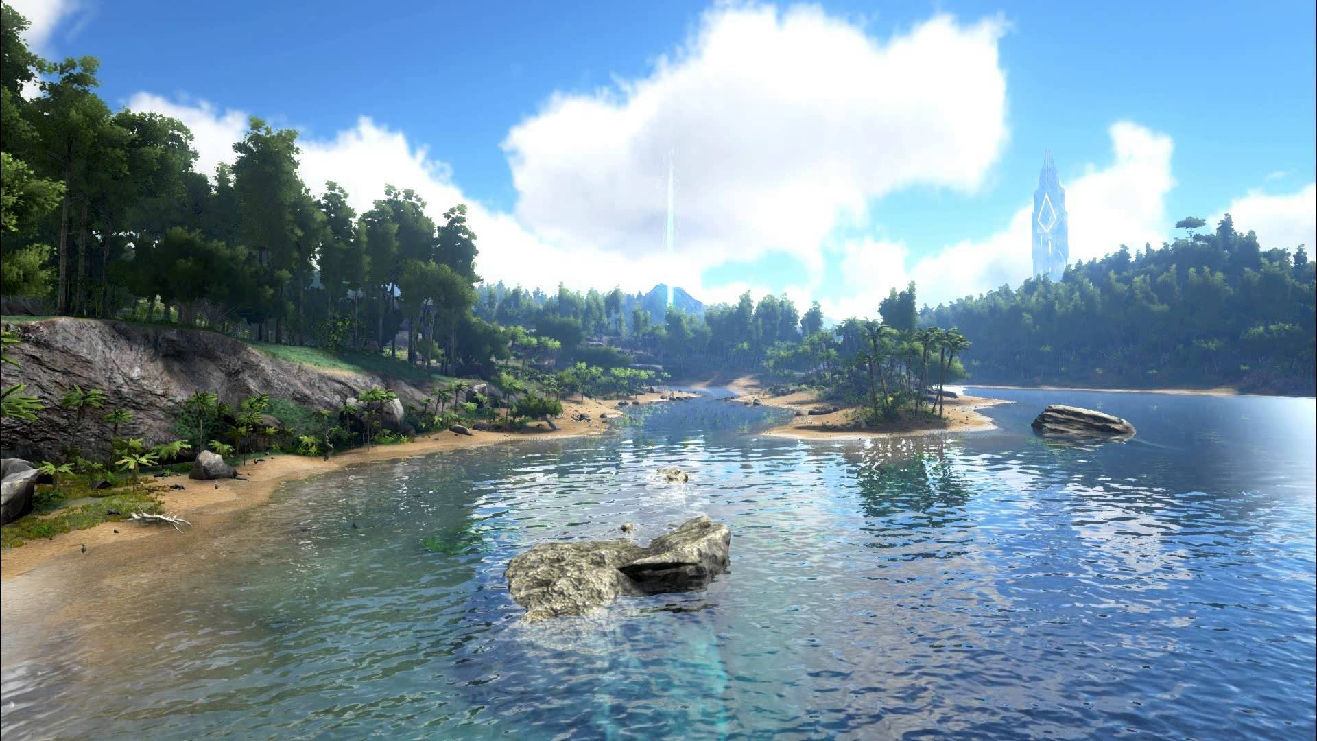 Lagoon And Trees Animated Desktop Wallpaper