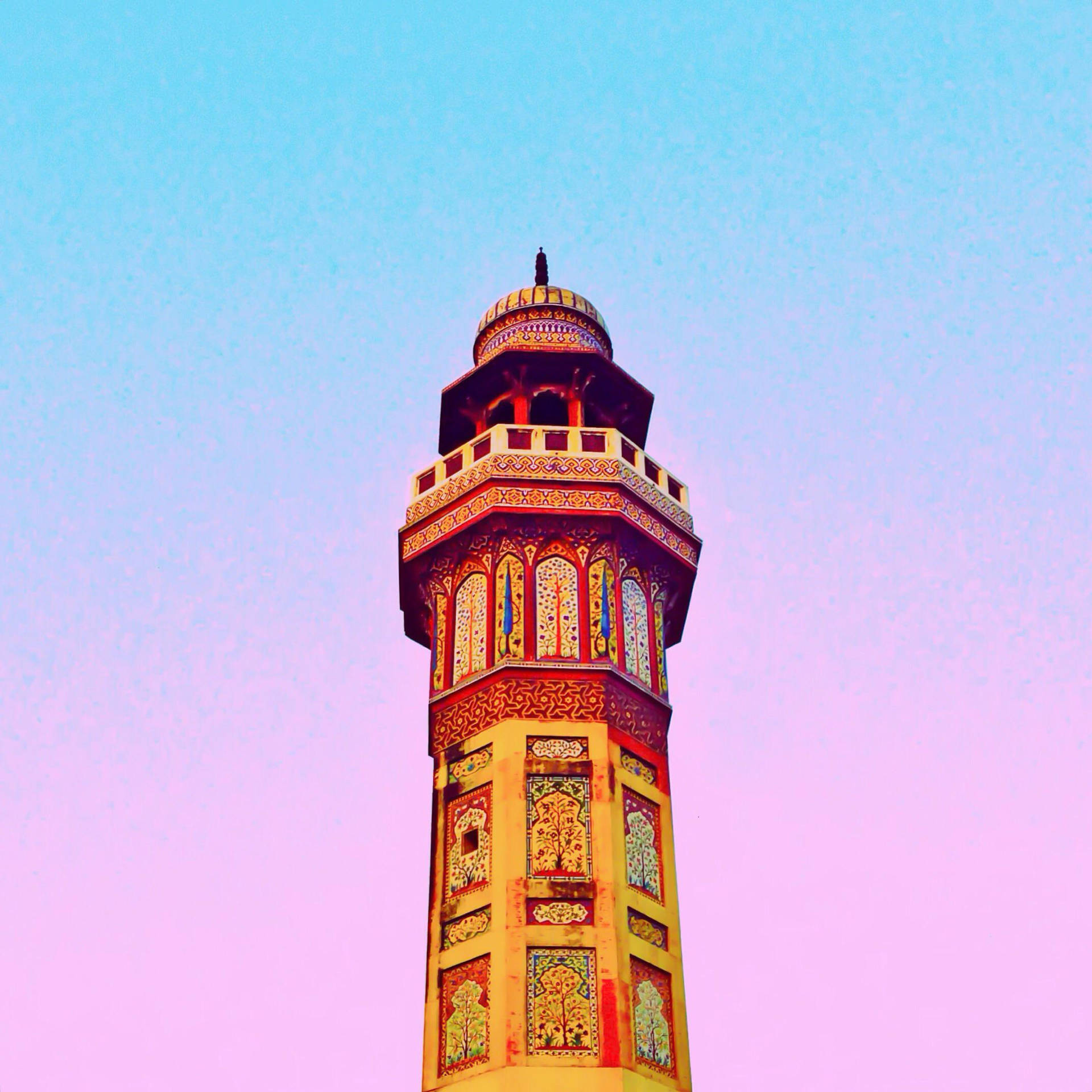 Lahoresmoské Wazir Khans Minaret Som Bakgrundsbild. Wallpaper