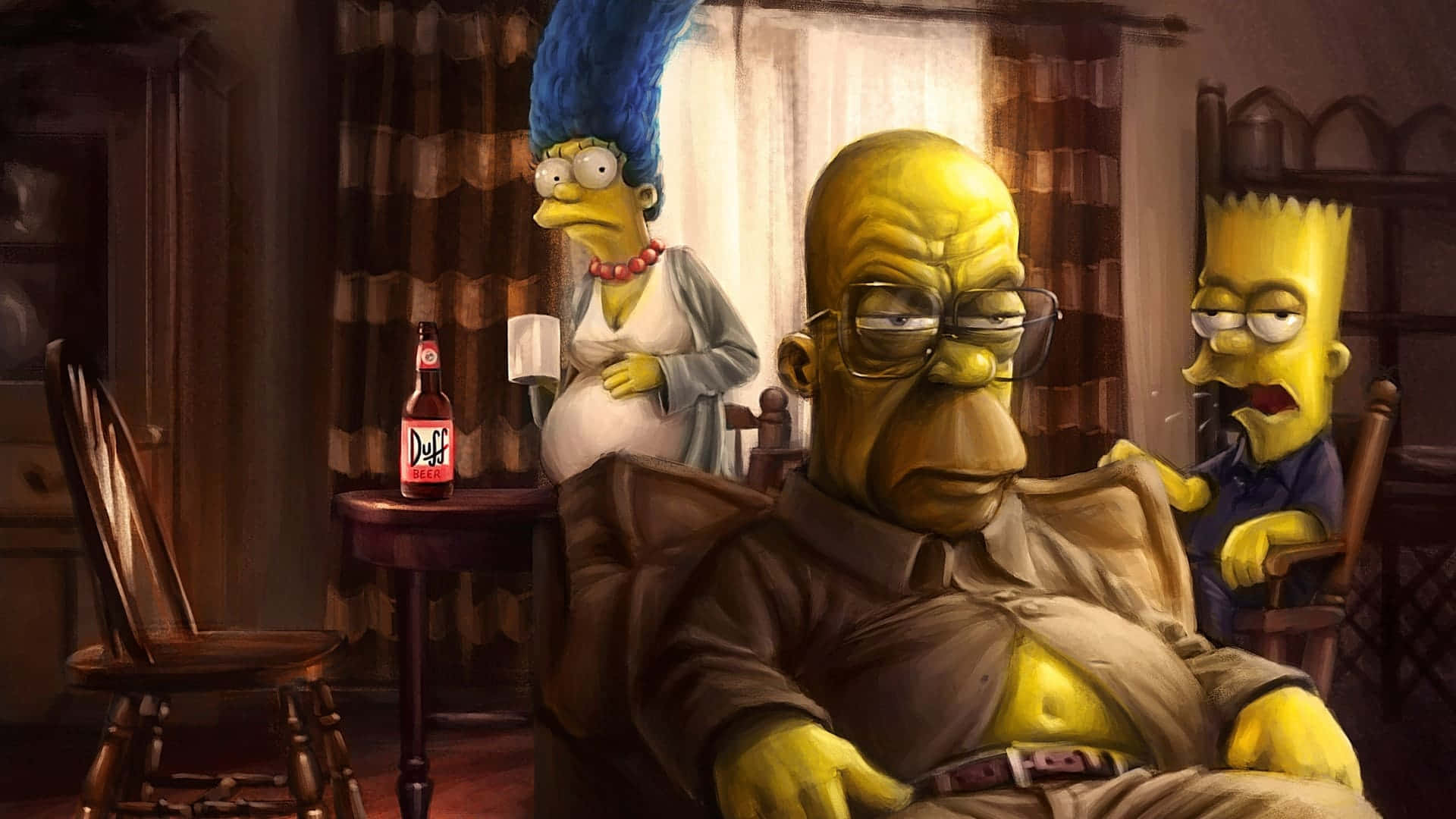 Laicónica Familia Simpson En Su Sofá En La Sala De Estar.