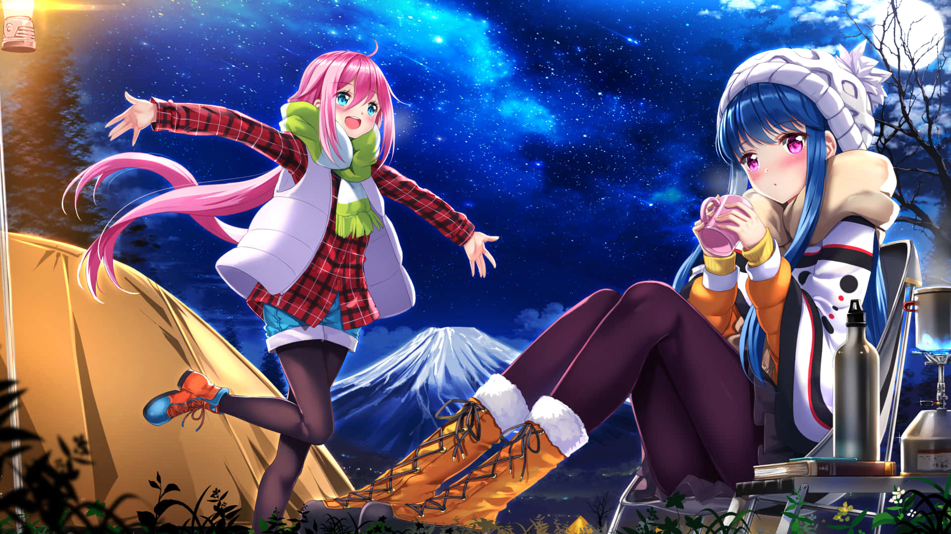 Enjoy a peaceful camping experience with the characters of Laid Back Camp