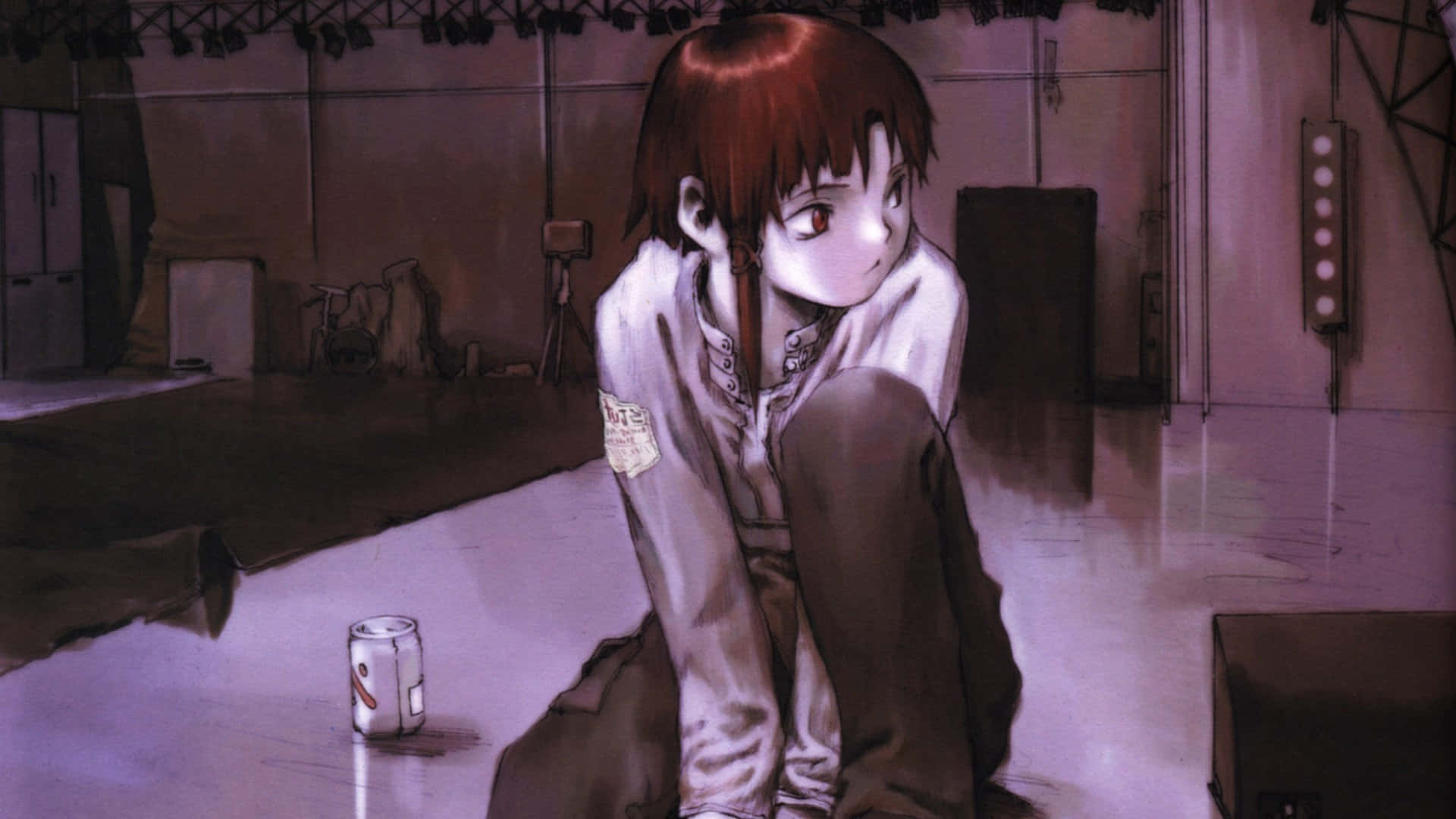 Lain Iwakura Sitting Alone Wallpaper