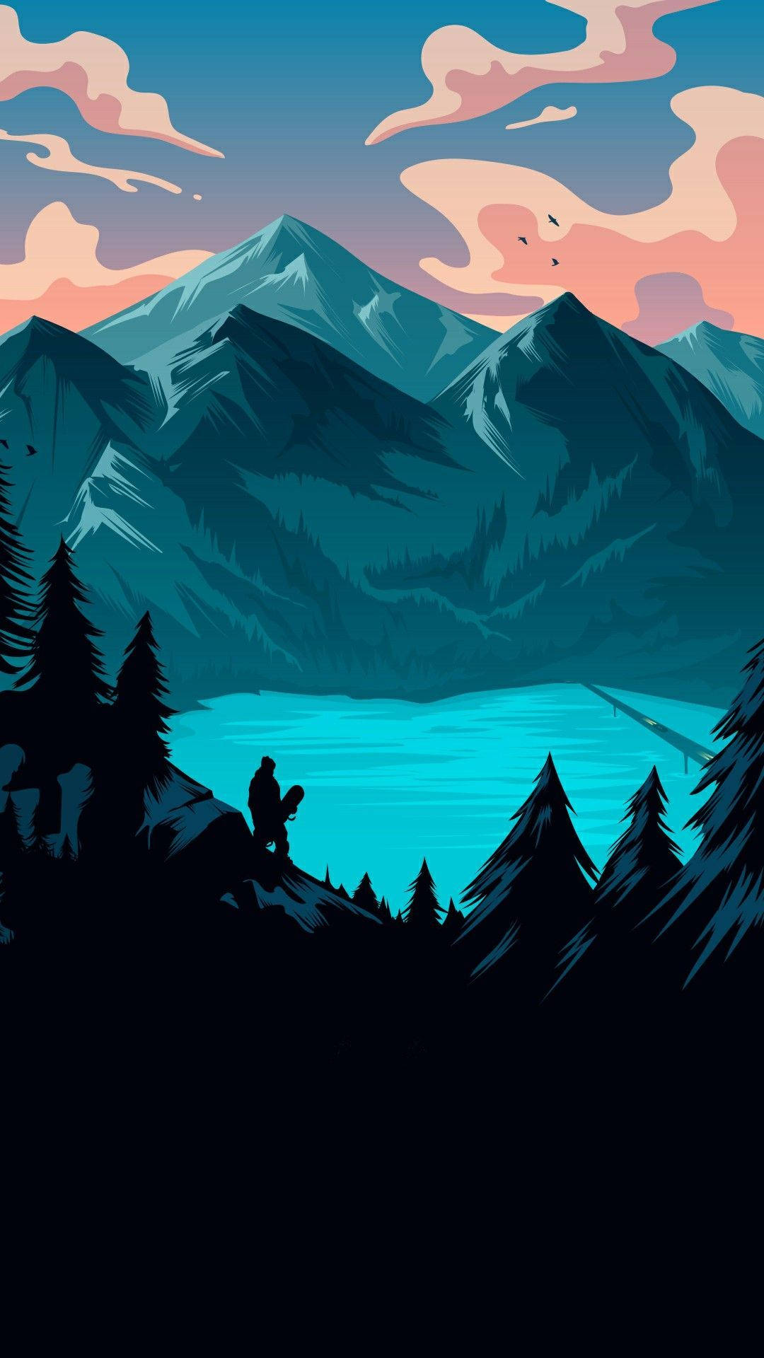 Lake And Mountain Simple Iphone Wallpaper