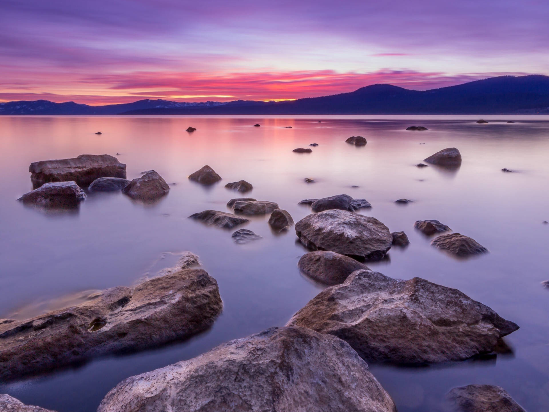 Lake At Sunset HD Landscape Desktop Wallpaper