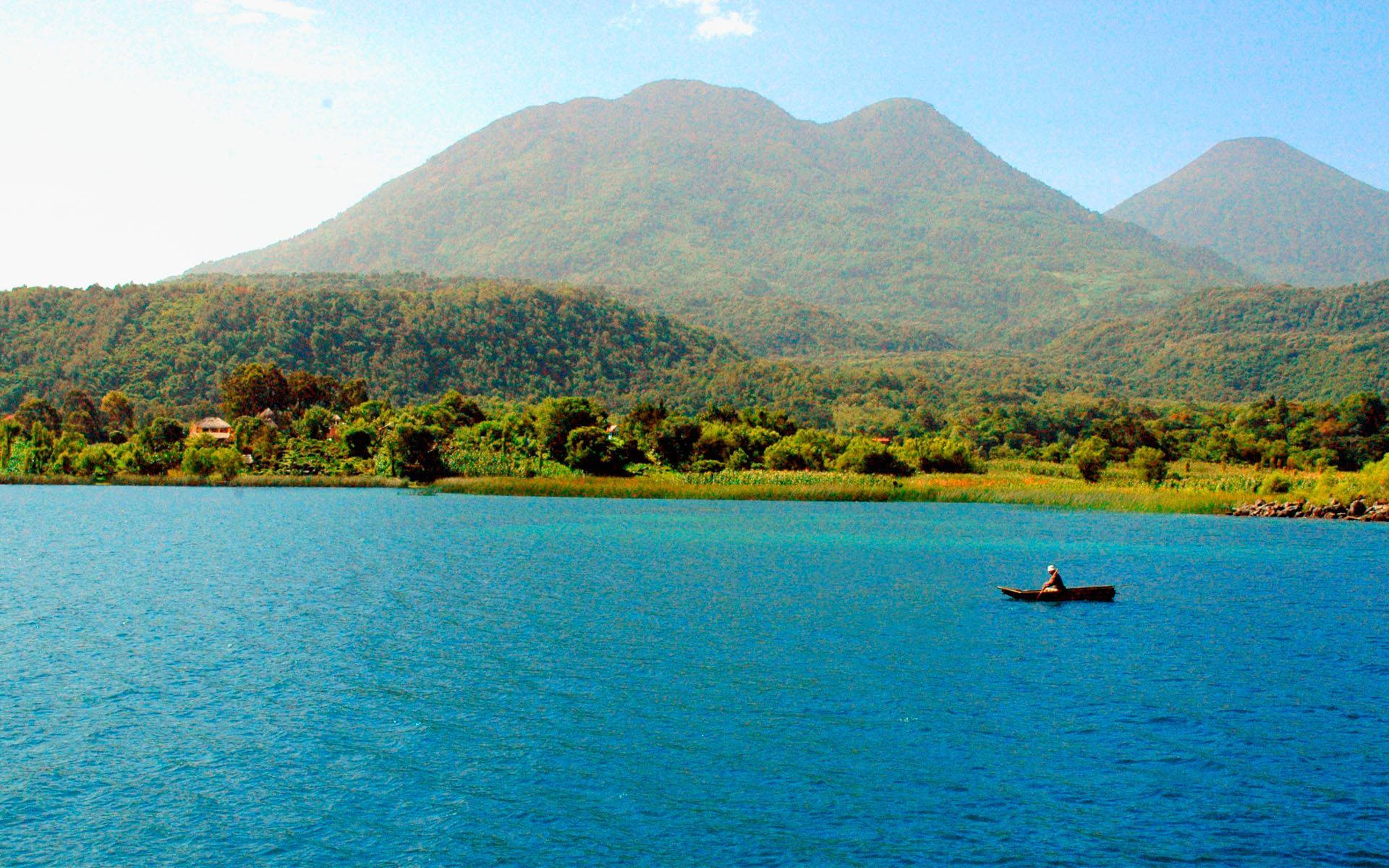 Lago Atitlan Montagne Guatemala Sfondo