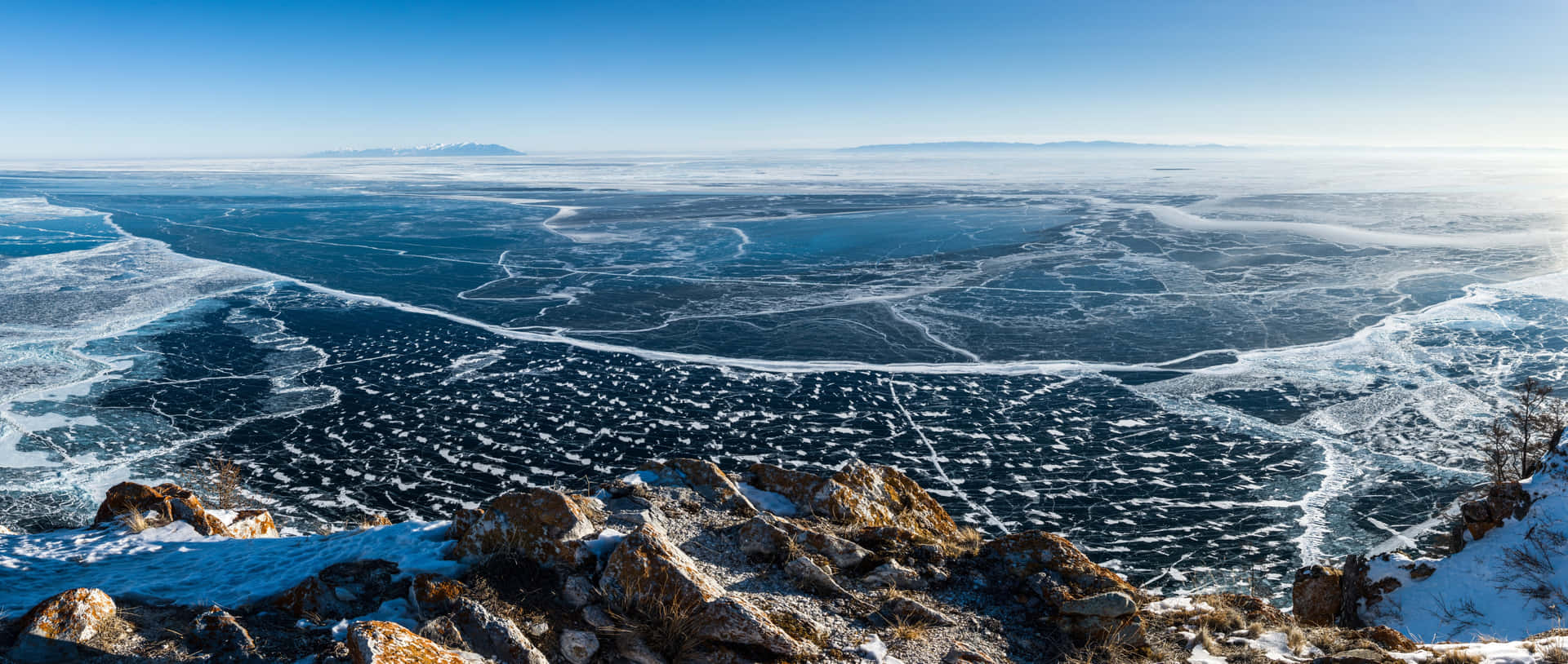 Lake Baikal Frozen Lake Mountain Wallpaper
