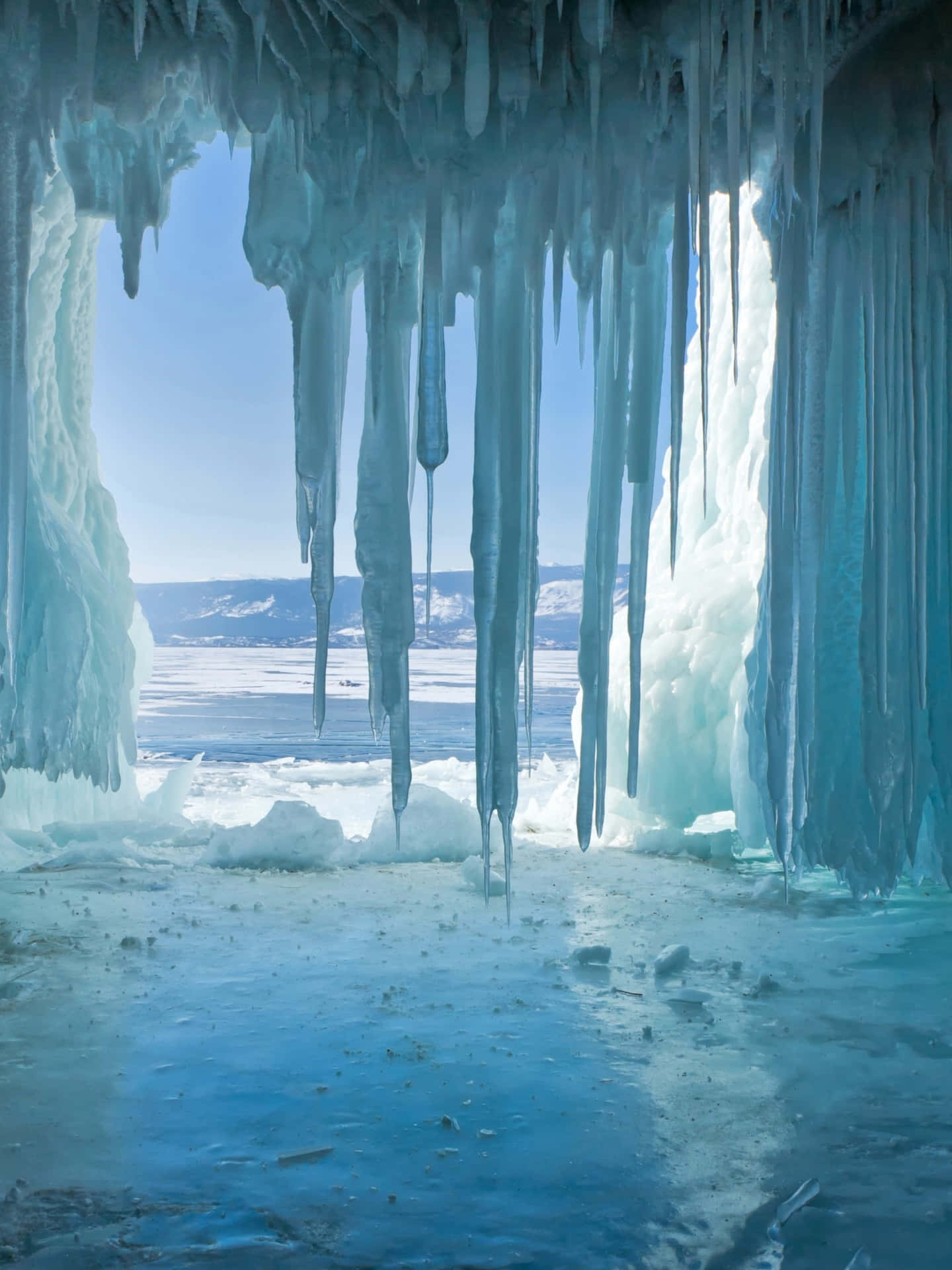 Lake Baikal Giant Icicles Wallpaper