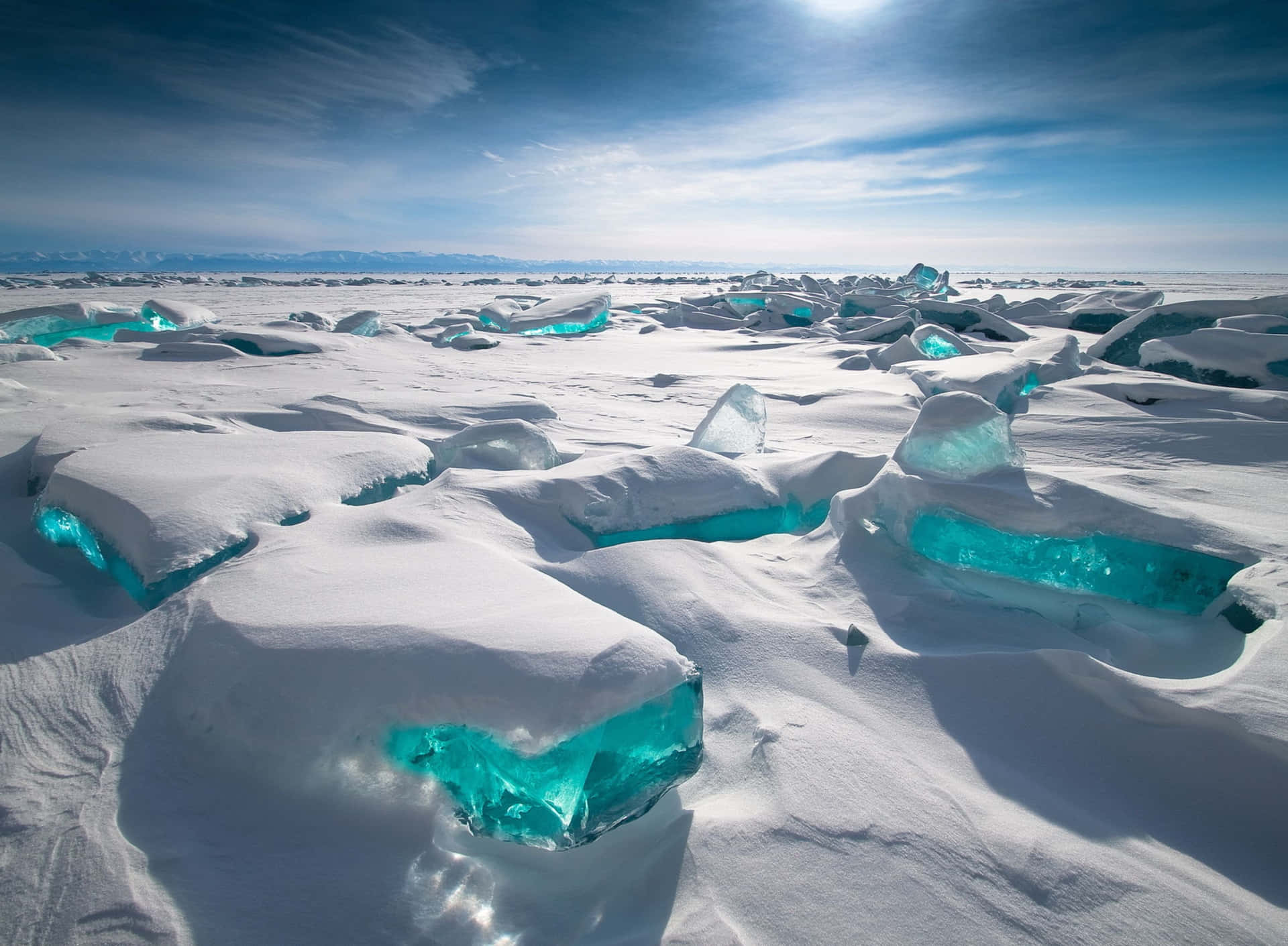 Lake Baikal Green Ice Reflection Wallpaper