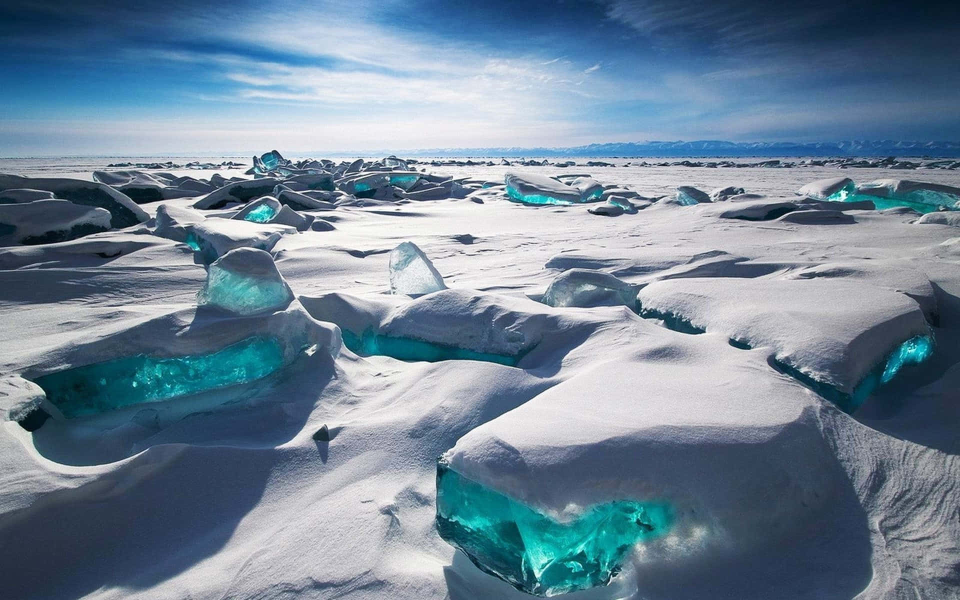 Lake Baikal Snow Green Ice Wallpaper