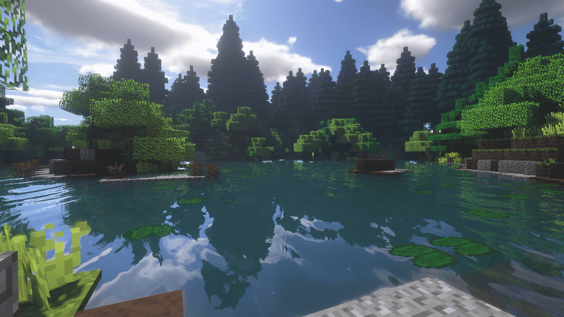 Lake Full Of Greenery 2560x1440 Minecraft Picture