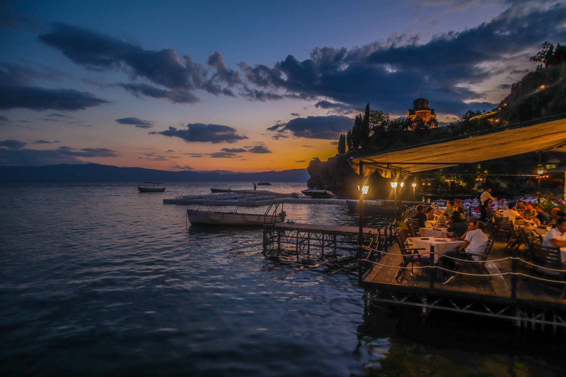 Lake Ohrid Golden Hour In North Macedonia Wallpaper