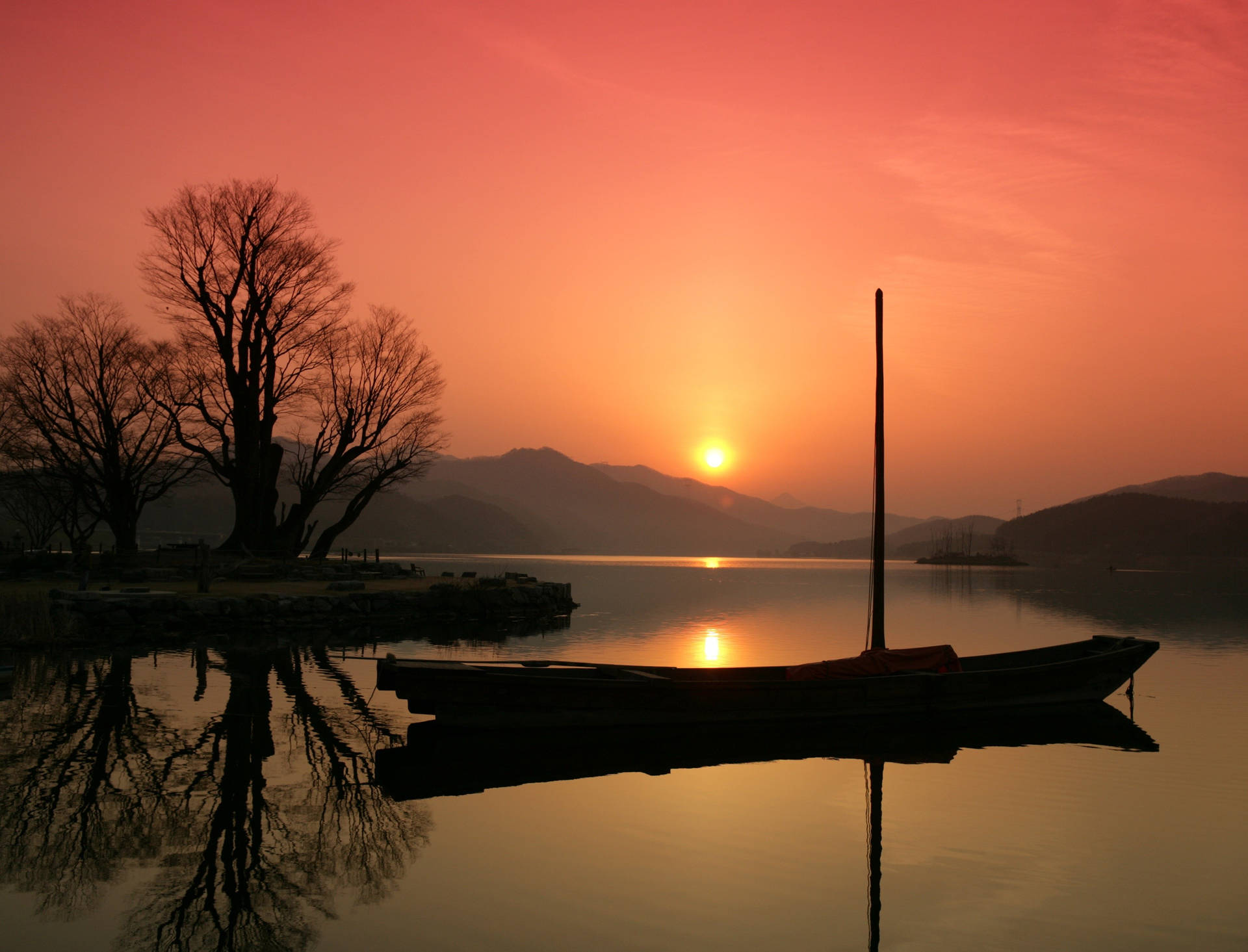 Lake Side Corea Del Sud Sfondo