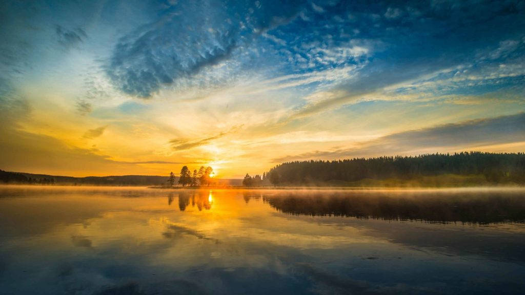 Lake Sunrise Natur Wallpaper