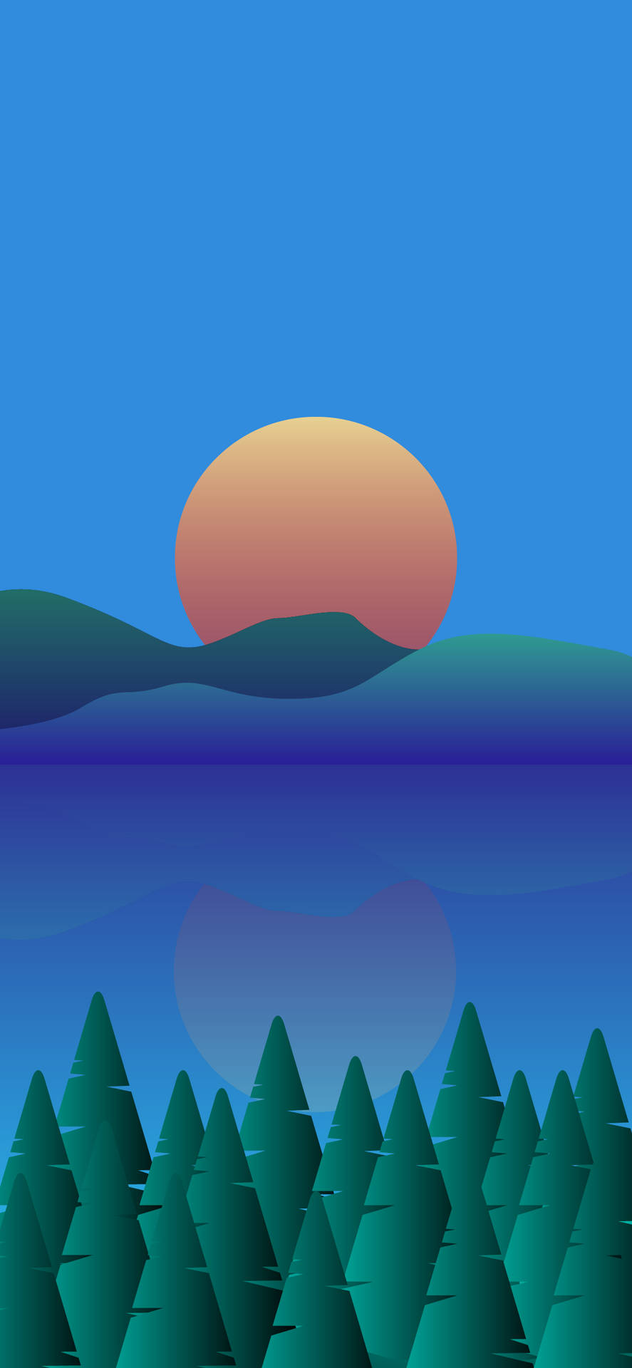 Lake Sunset Minimalist Phone Wallpaper