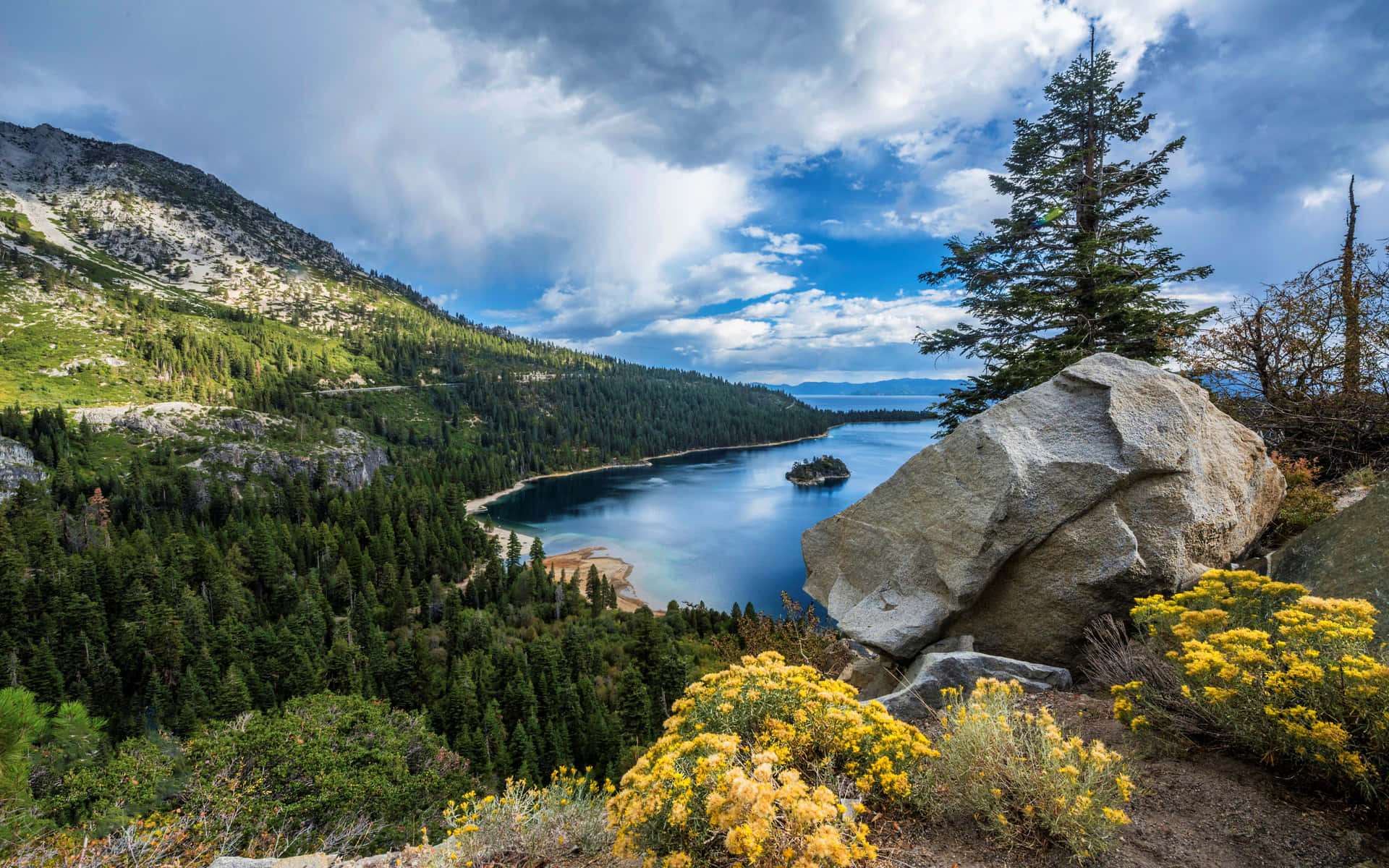 Serene Scenery at the Shore of Lake Tahoe Wallpaper