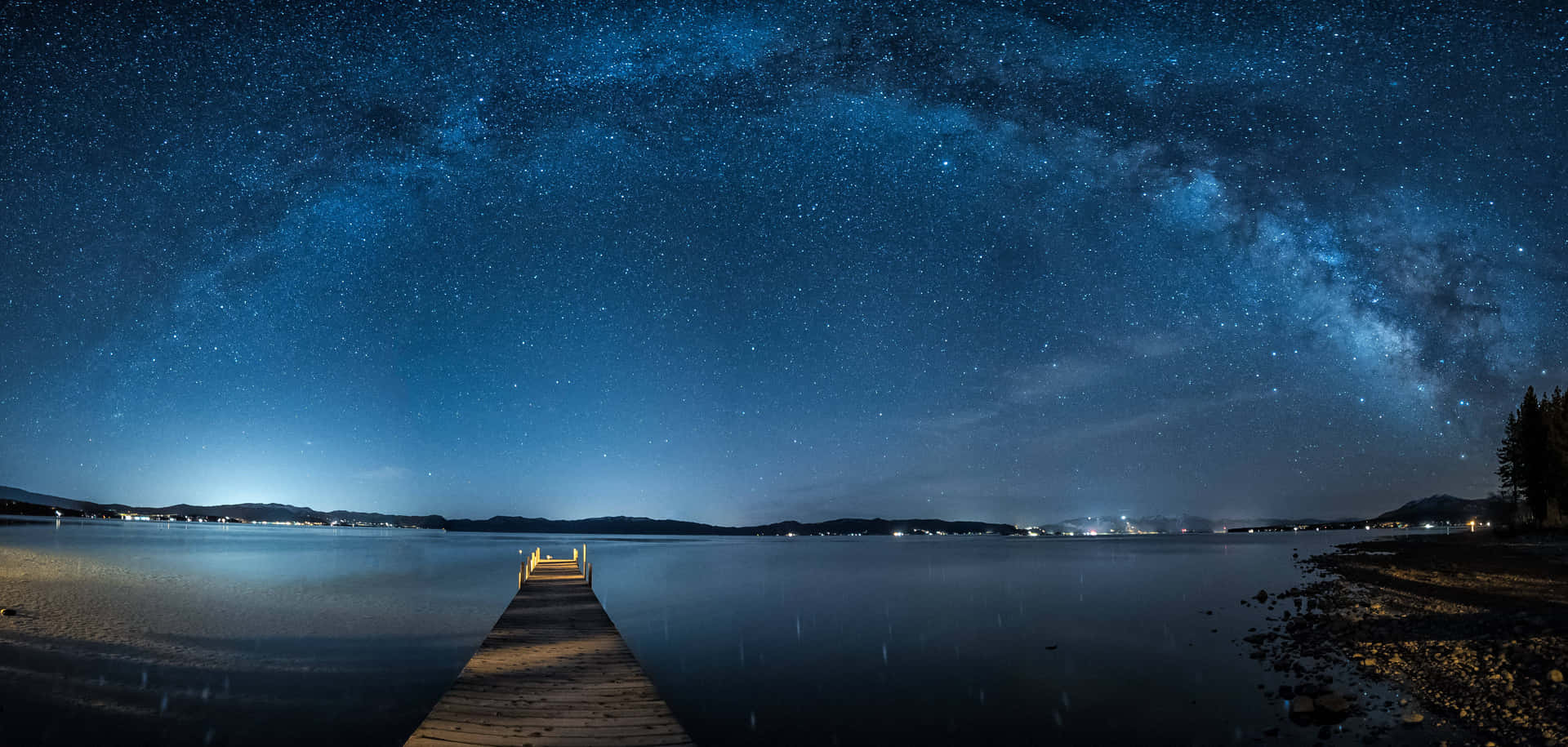 A Dock With A Milky Above It Wallpaper