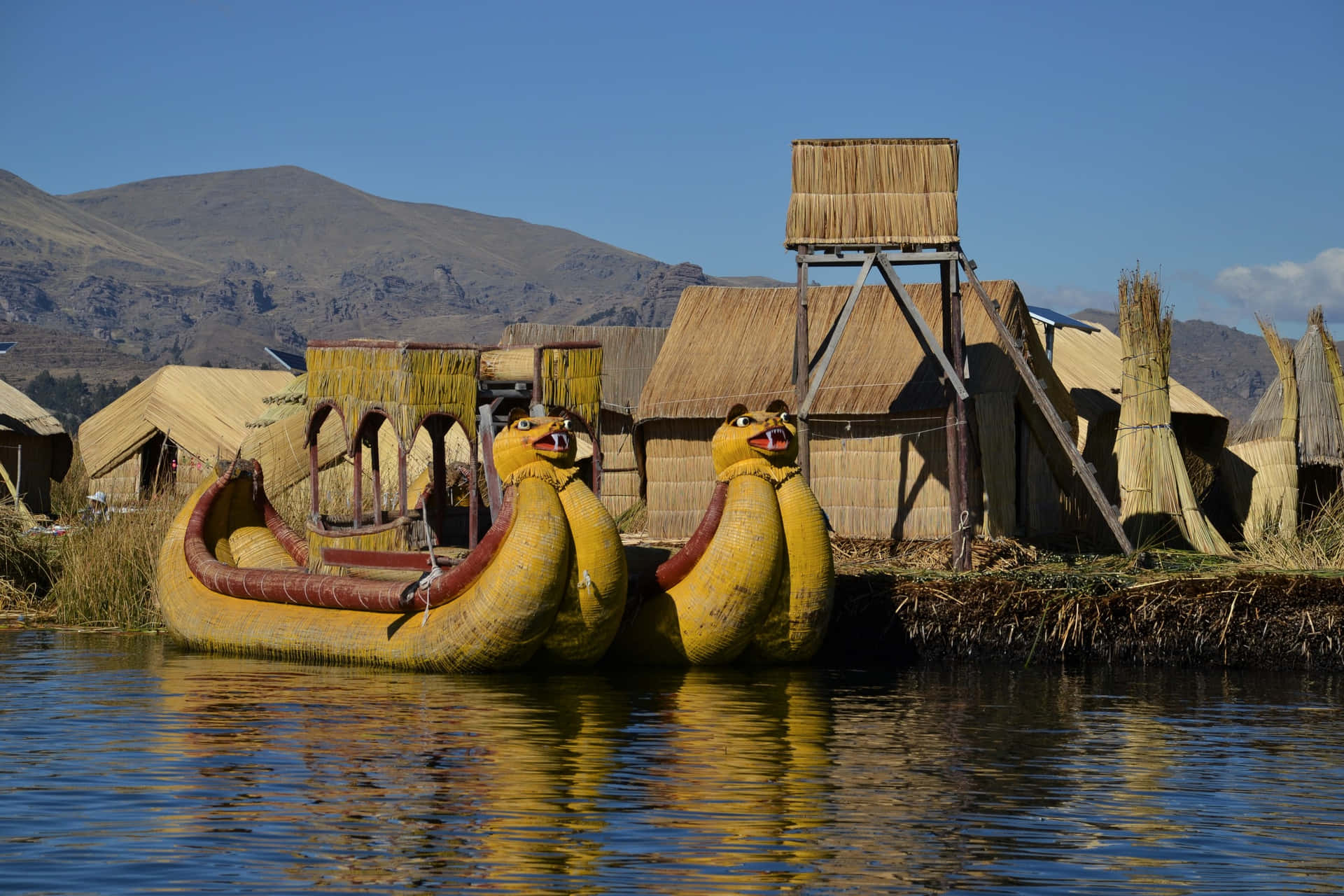 Seethese Stunning Lake Titicaca Reed Boats Adorned On Your Computer Or Mobile Wallpaper. Wallpaper