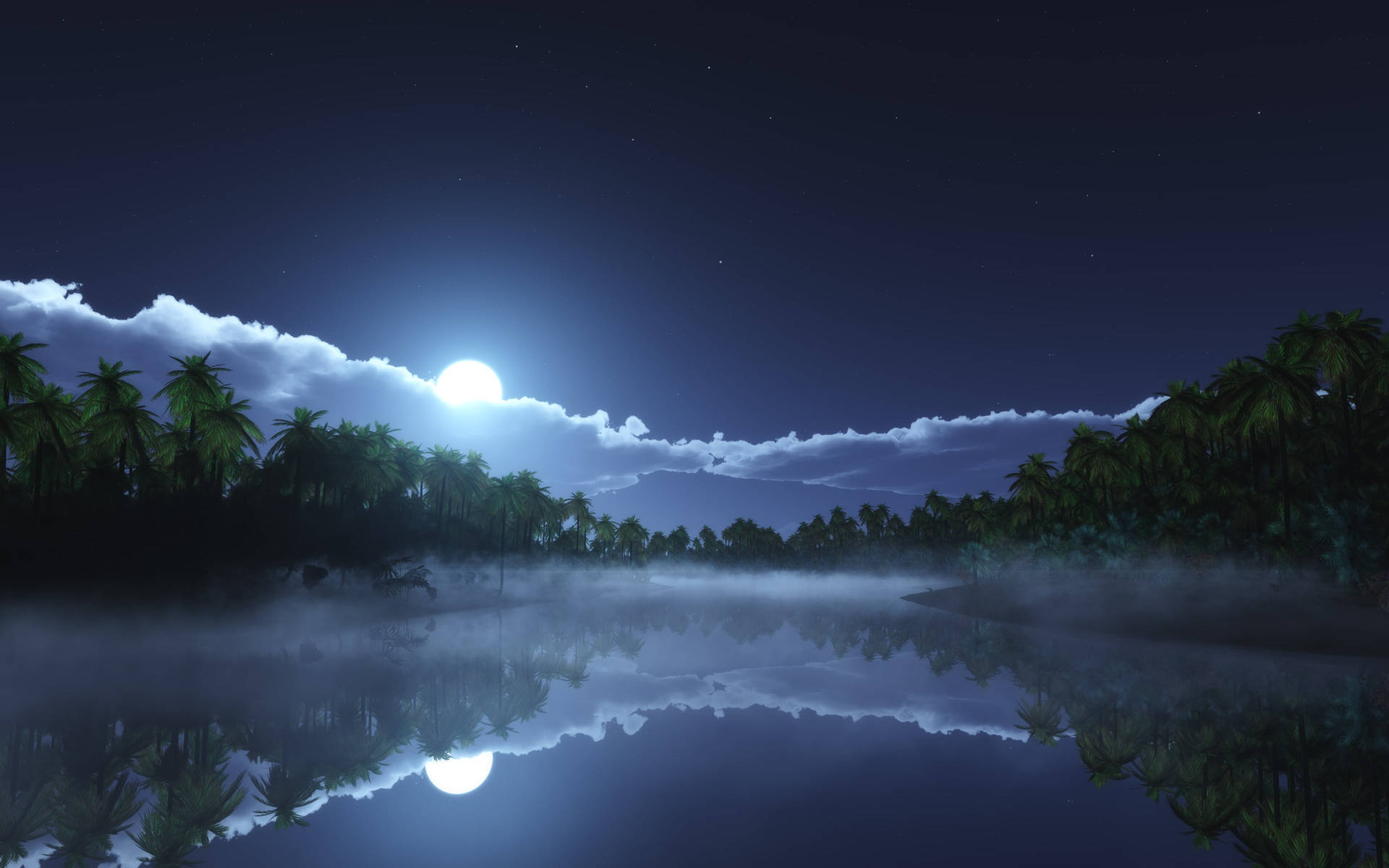 Lake Under Moonlight 4k Wallpaper