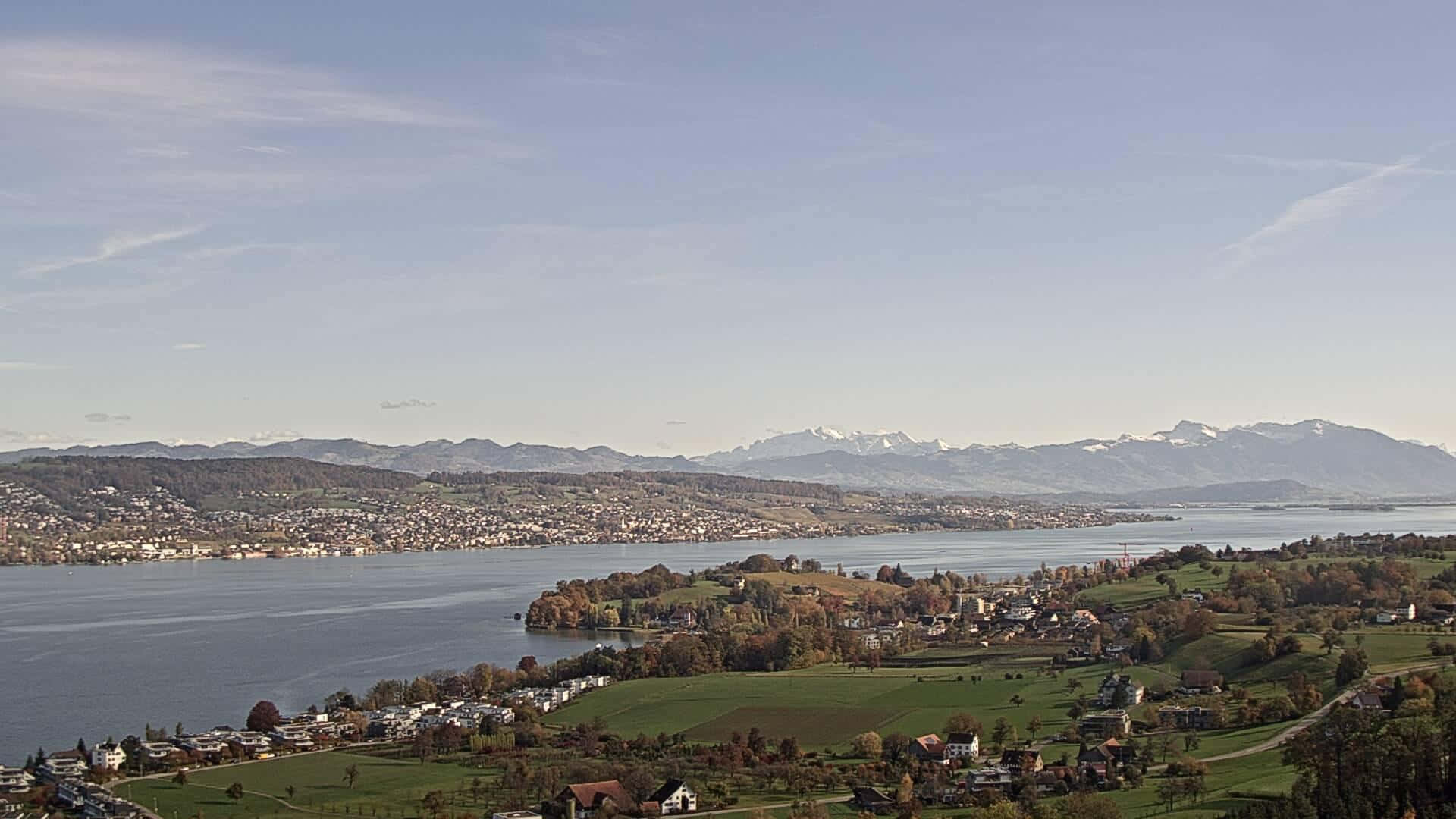 Lake Zurich Panorama Horgen Switzerland Wallpaper