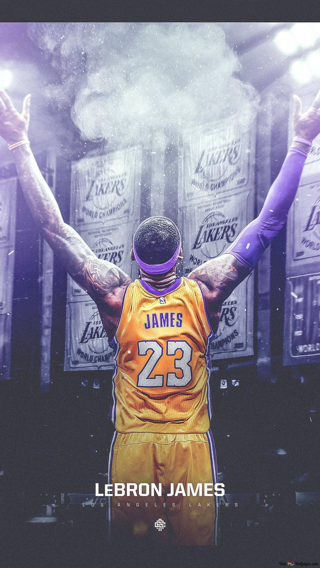 Lakers Iphone With Lebron Celebrating Wallpaper
