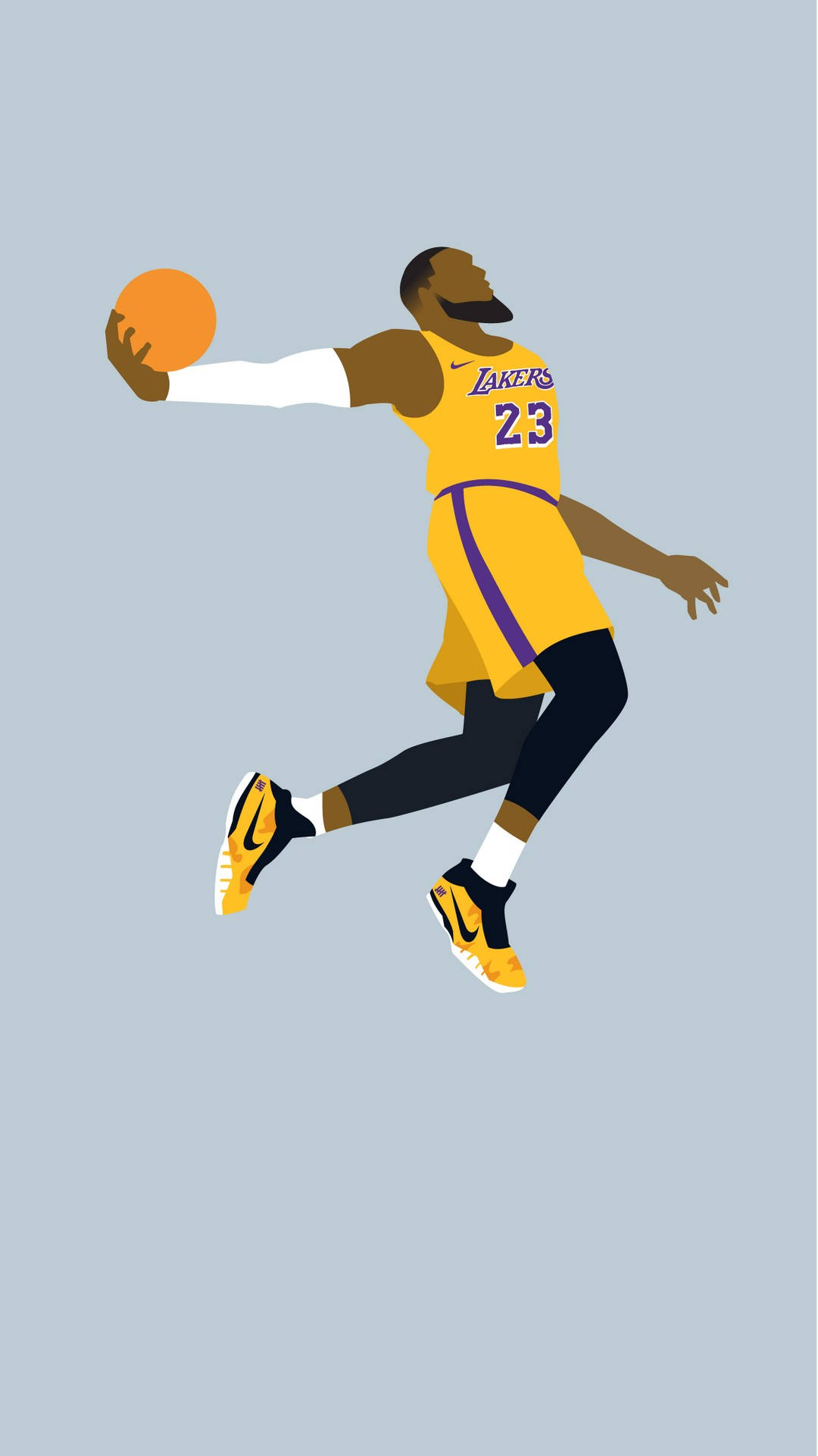Fondode Pantalla De Los Lakers Con Lebron Haciendo Una Clavada En Un Iphone. Fondo de pantalla