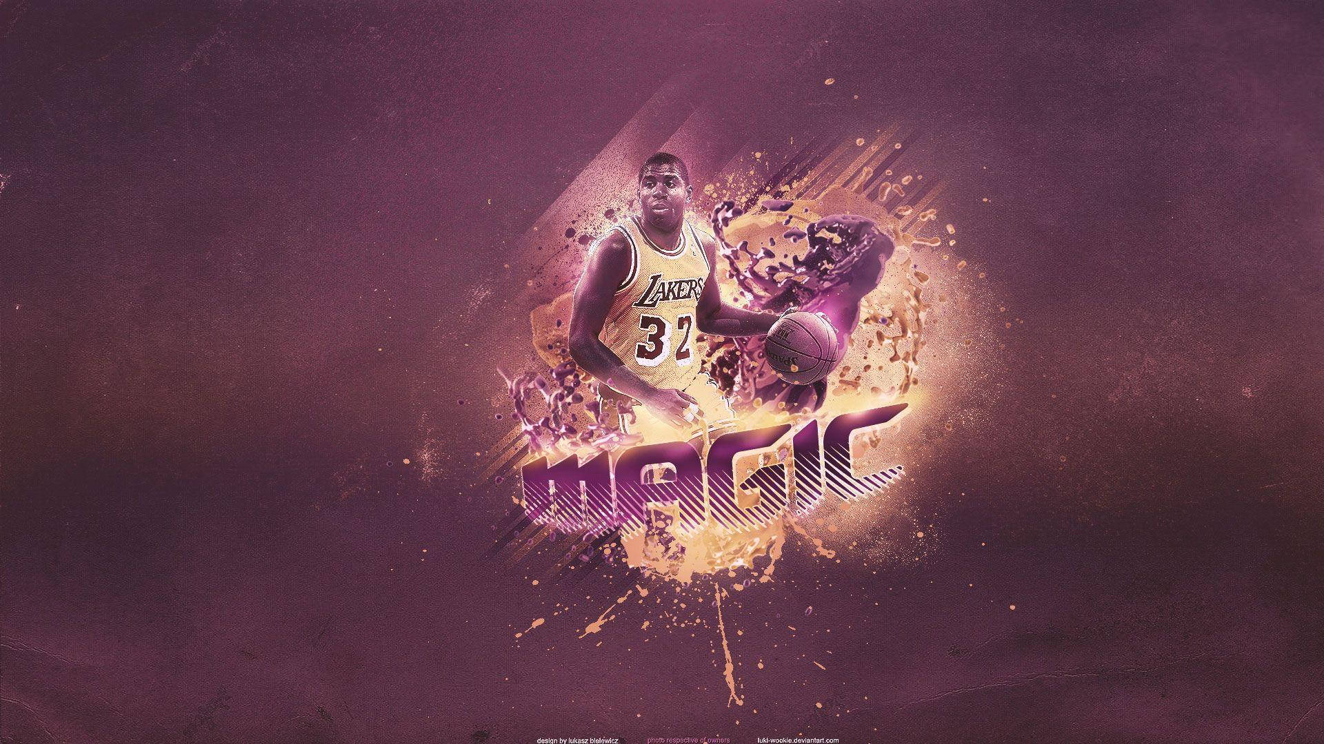 Lakers Magic Johnson Indigo Art Wallpaper