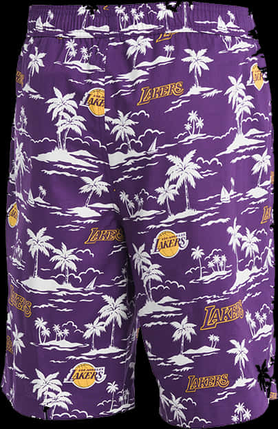 Lakers Themed Tropical Shorts PNG