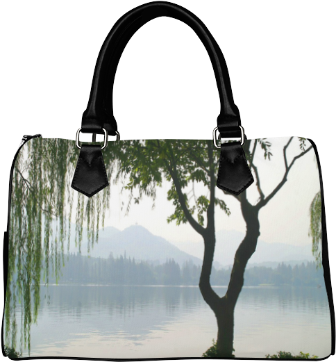 Lakeside Scenery Printed Handbag PNG