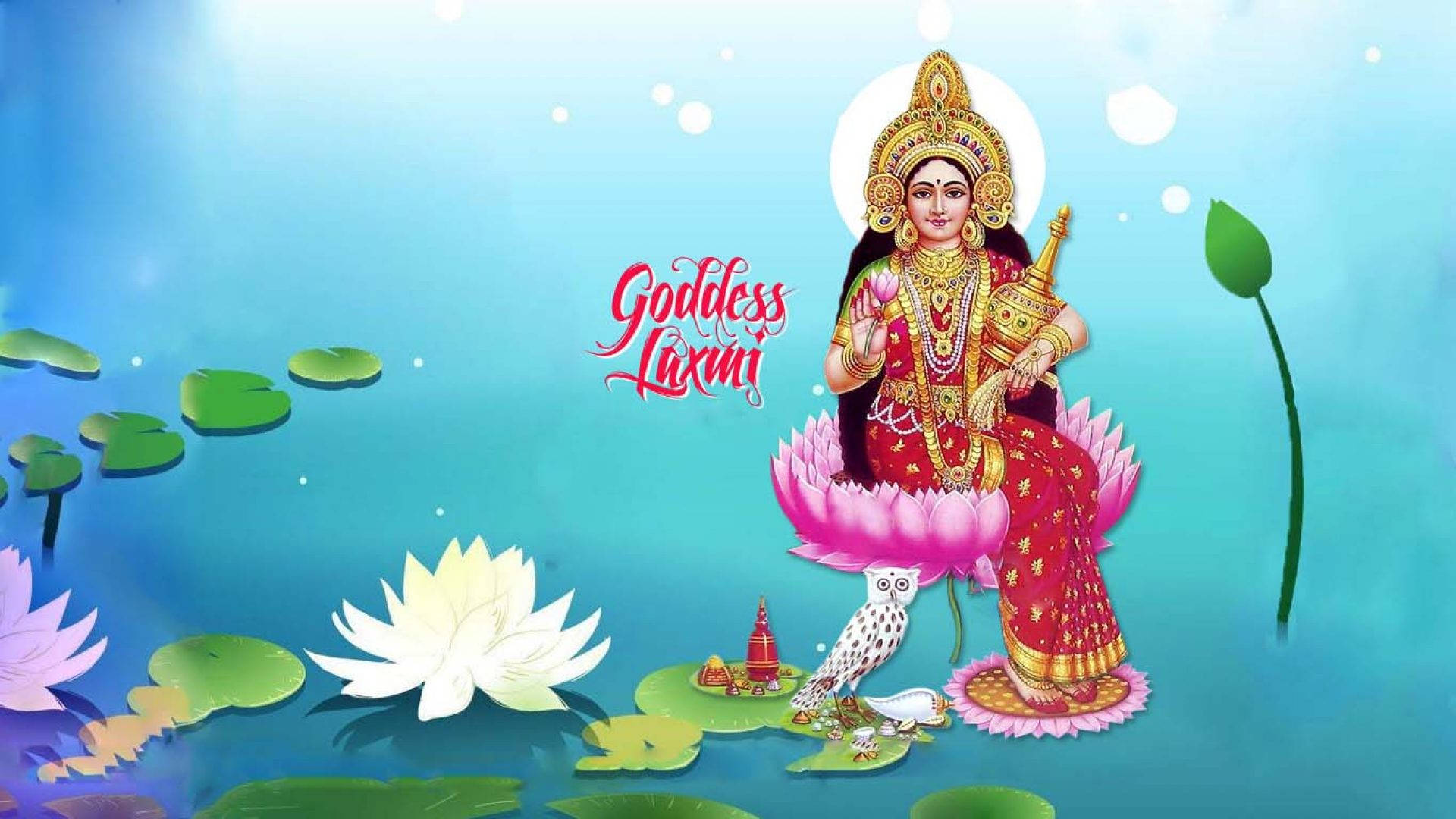 Lakshmi Devi In A Blue Pond